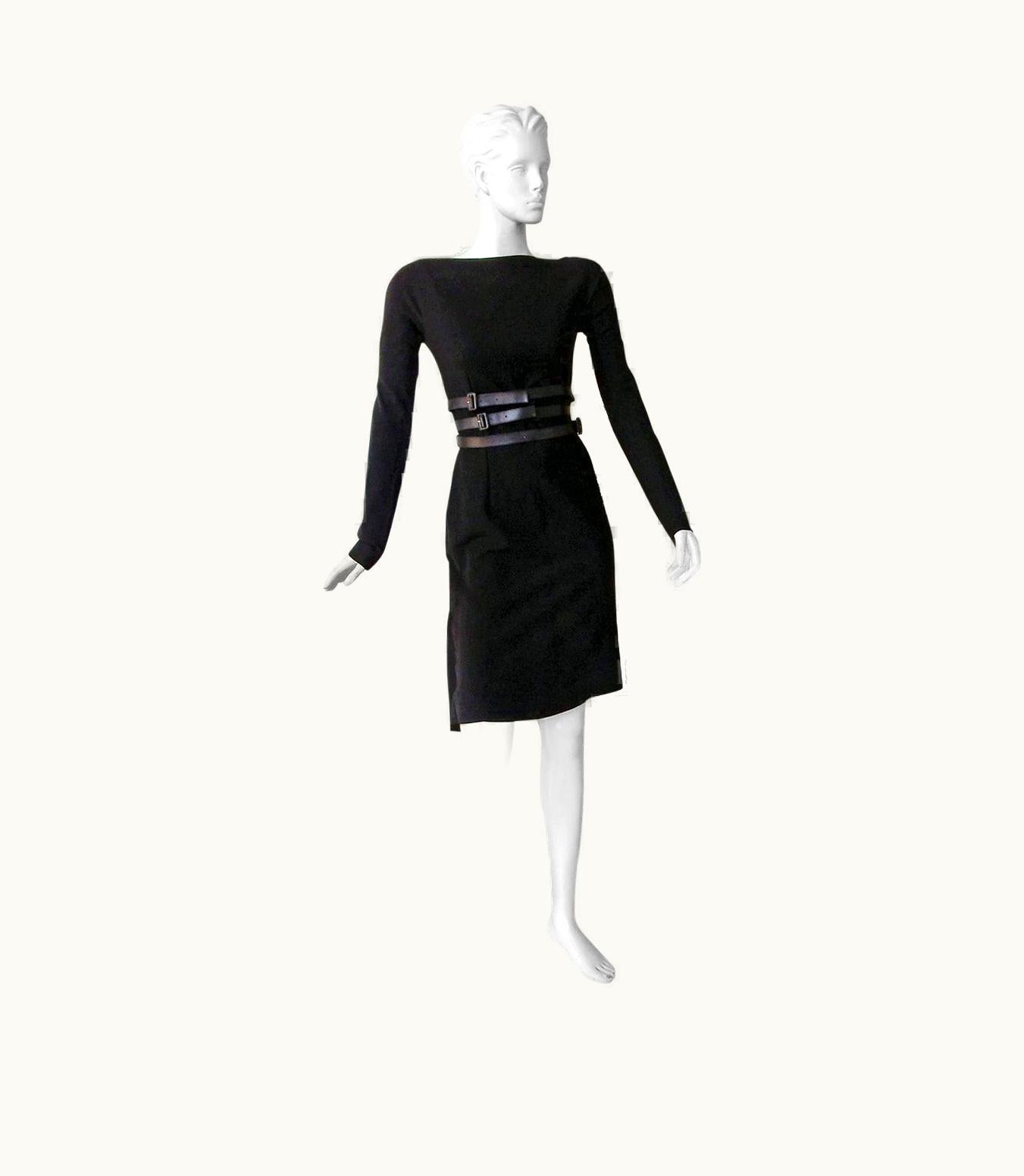 Dior Christian Dior By John Galliano Sheath W/3 Wrap Belts & Bustle Dress