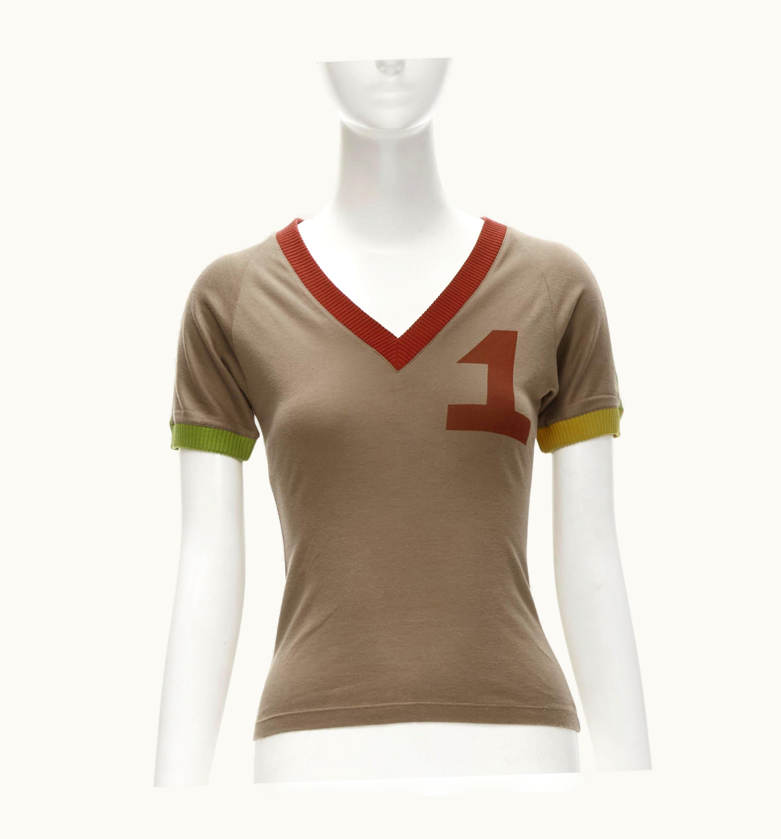 Dior Christian Dior Vintage Rasta Y2k Brown 1 Logo V-neck T Shirt