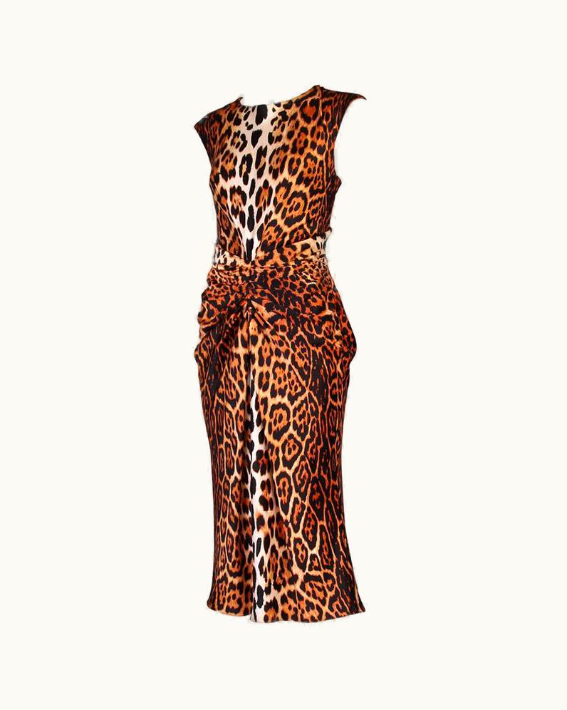 Dior 2008 A/h Christian Dior By John Galliano Silk Leopard Cocktail Dress