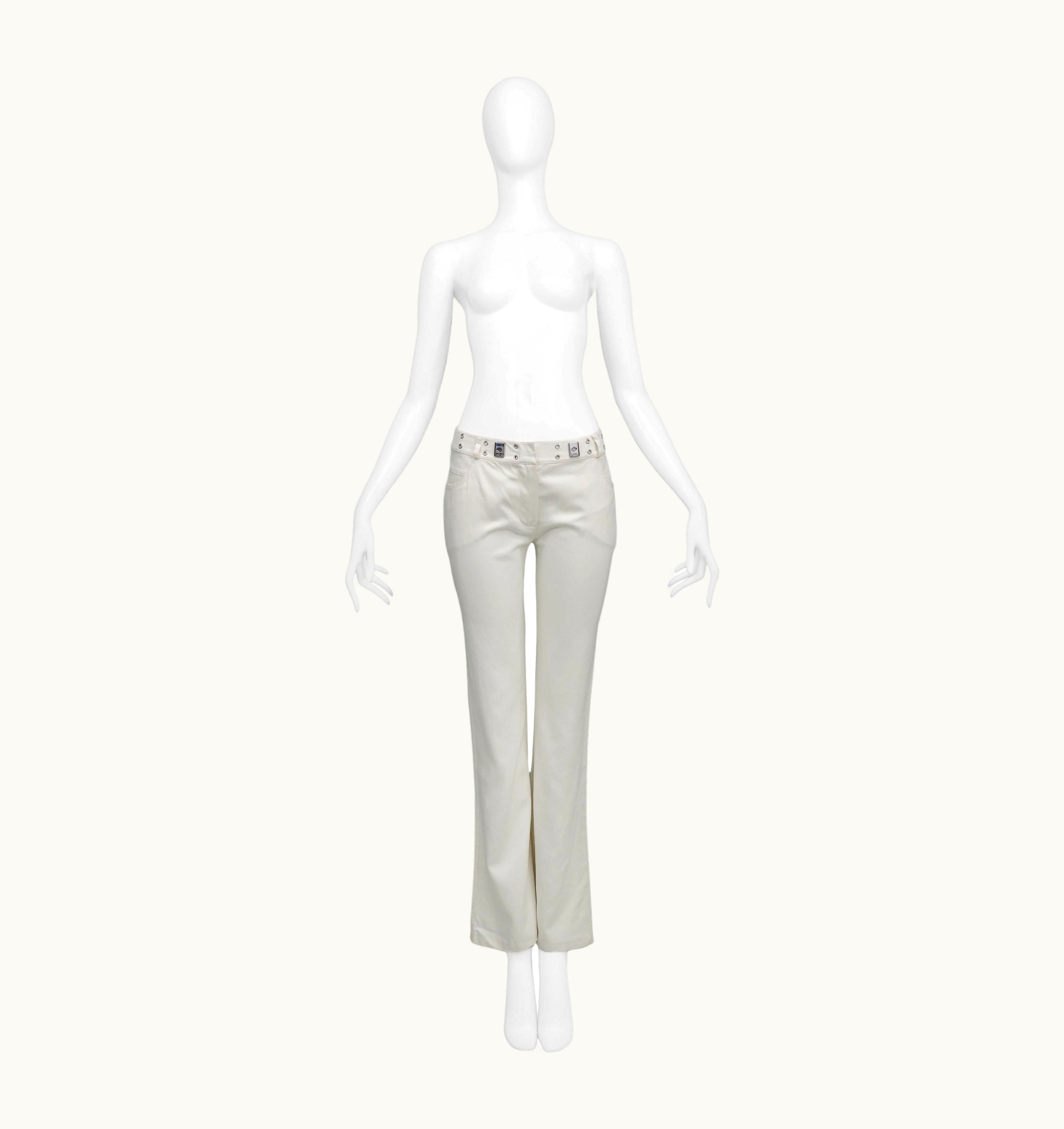 Dior Dior By John Galliano White Pants With Chrome Hardware