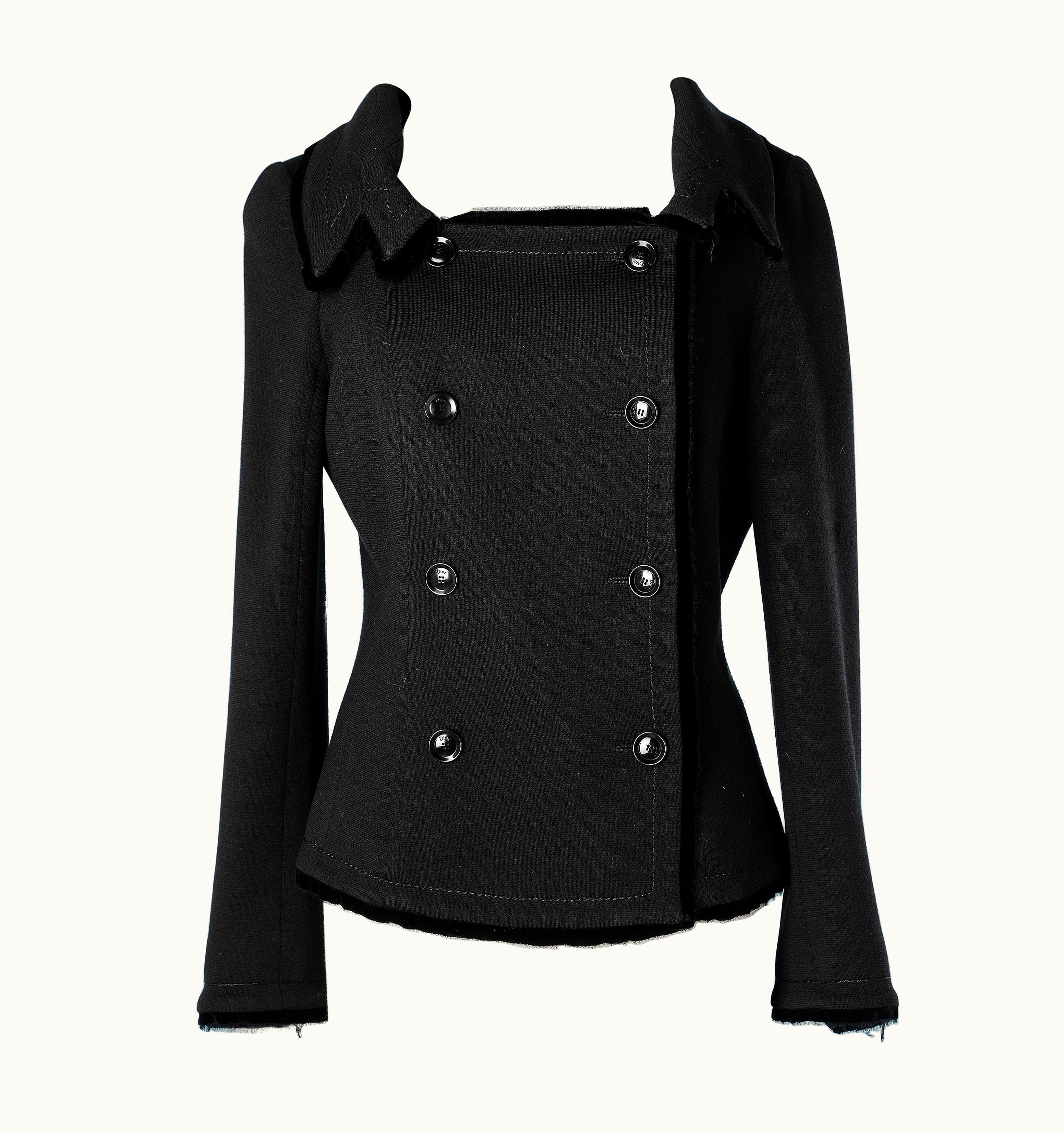 Dior Black Wool Double-breasted Jacket With Black Velvet Edge Christian Dior Boutique