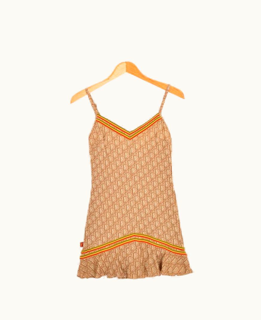 Dior Y2k Christian Dior S/S/2004 Rasta Spaghetti Strap Mini Dress