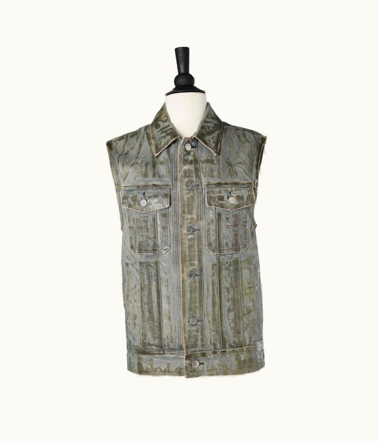 Dior Coated Sleeveless Denim Jacket Dior ( By Hedi Slimane)