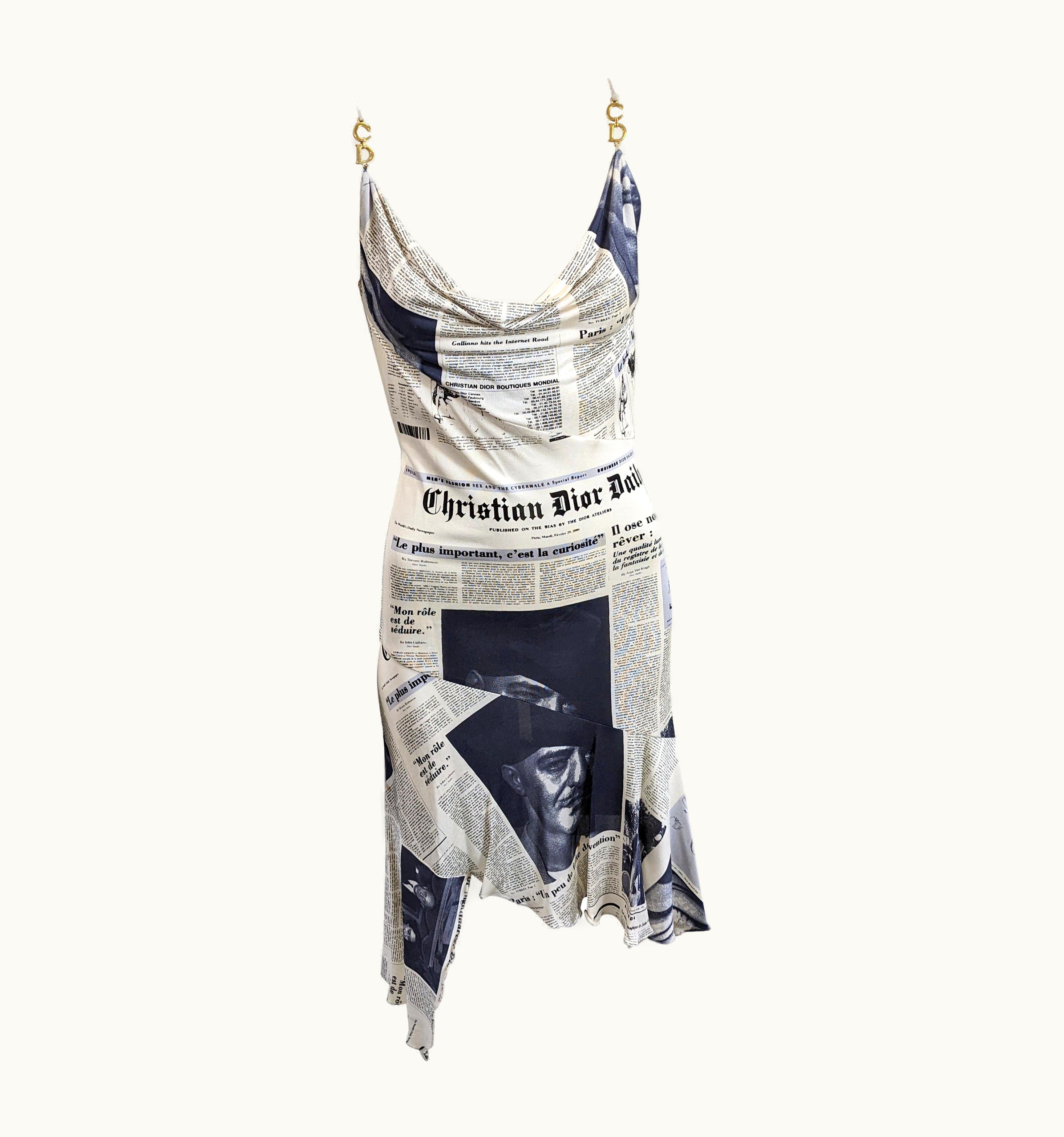 Dior Sex And The City 2, Iconic John Galliano For Christian Dior Newsprint Dress