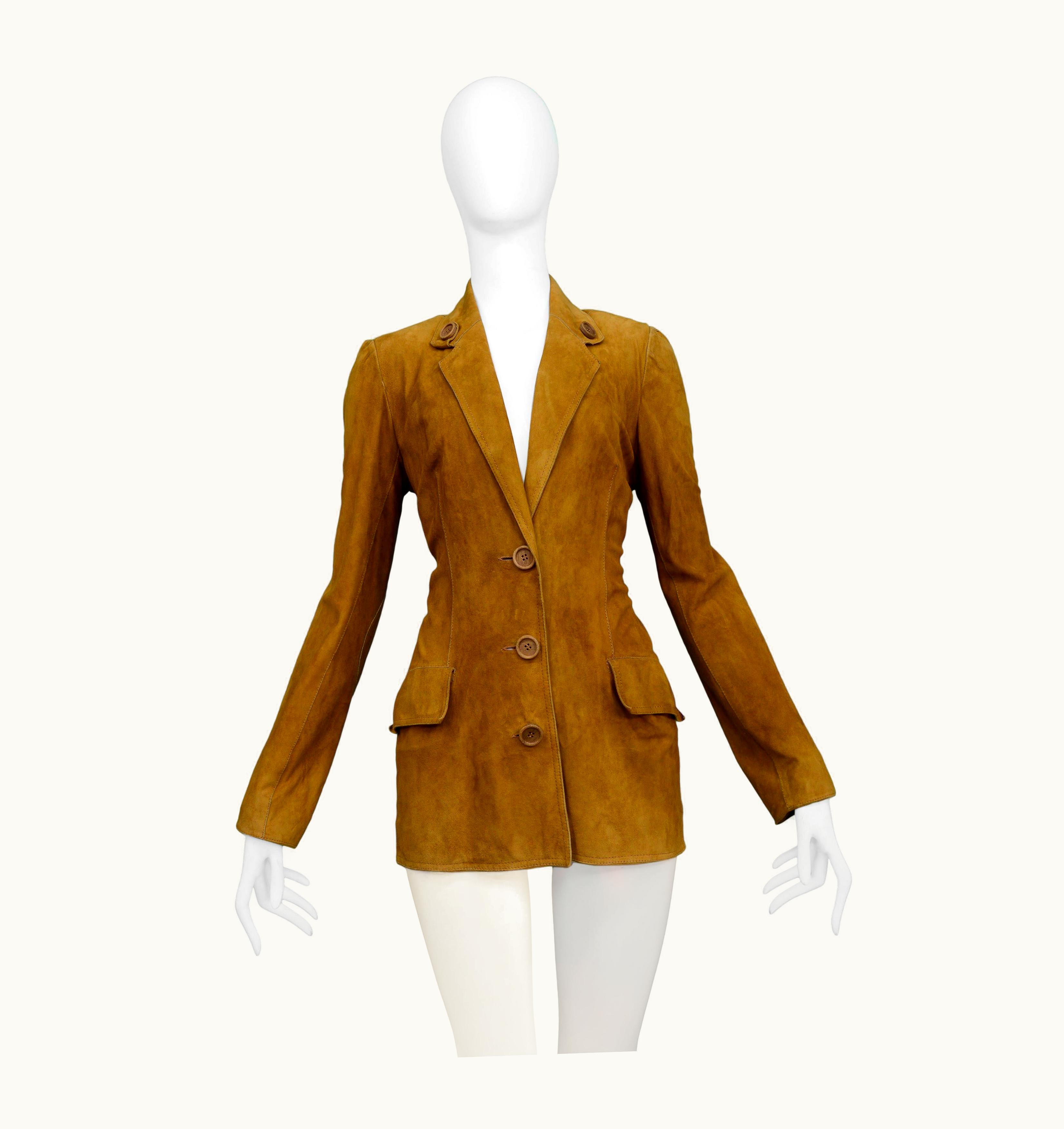 Dior Christian Dior By John Galliano Brown Suede Blazer Jacket With Buttons