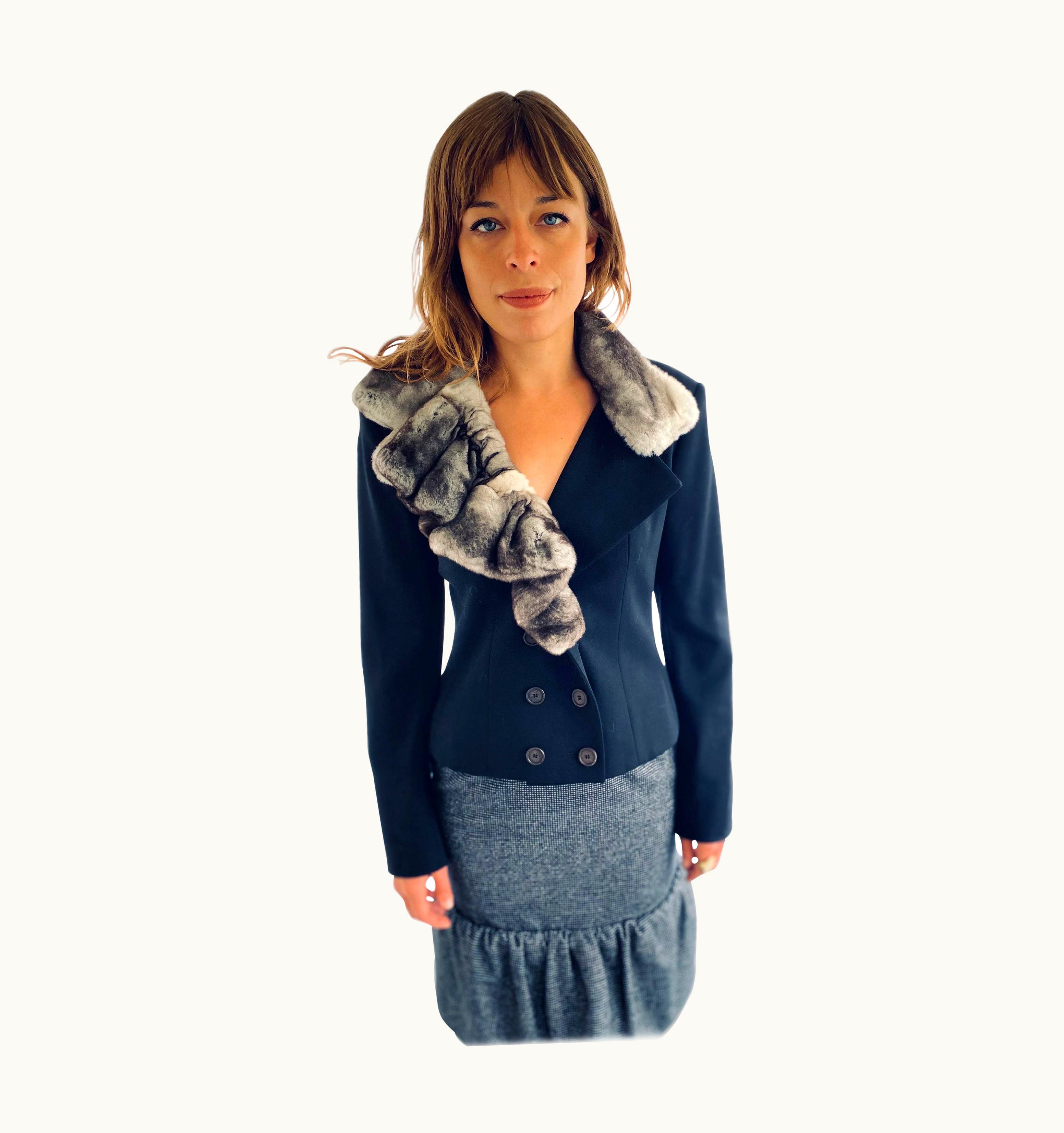 Dior John Galliano For Christian Dior 2001 Jacket With Ruffled Fur Collar