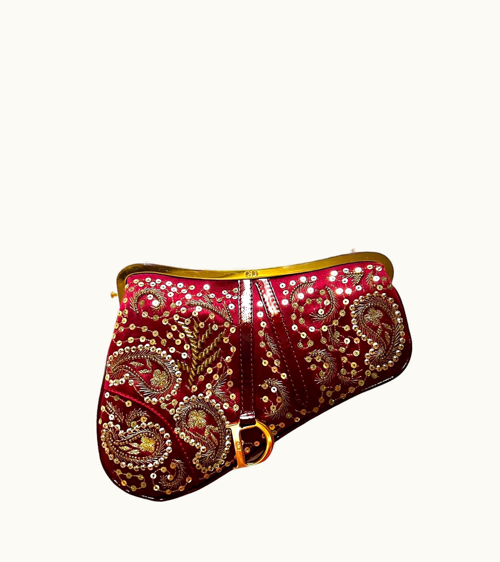 Dior Limited Edition Christian Dior By John Galliano Embroidery Saddle Bag & Mirror