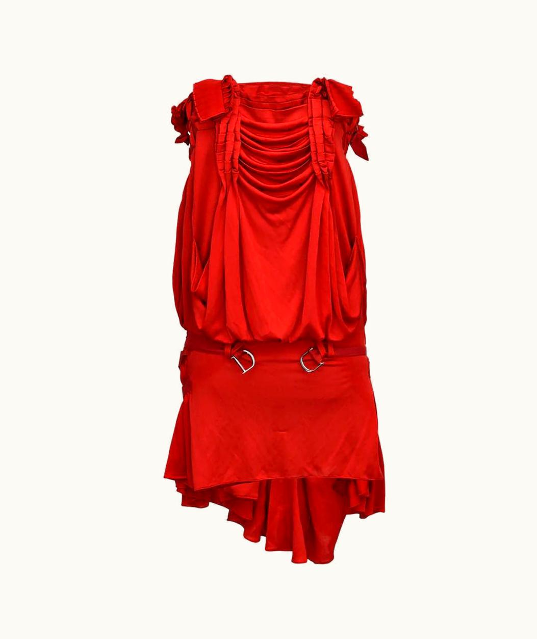 Dior S/S 2003 Christian Dior Red Strapless Mini Dress By Galliano