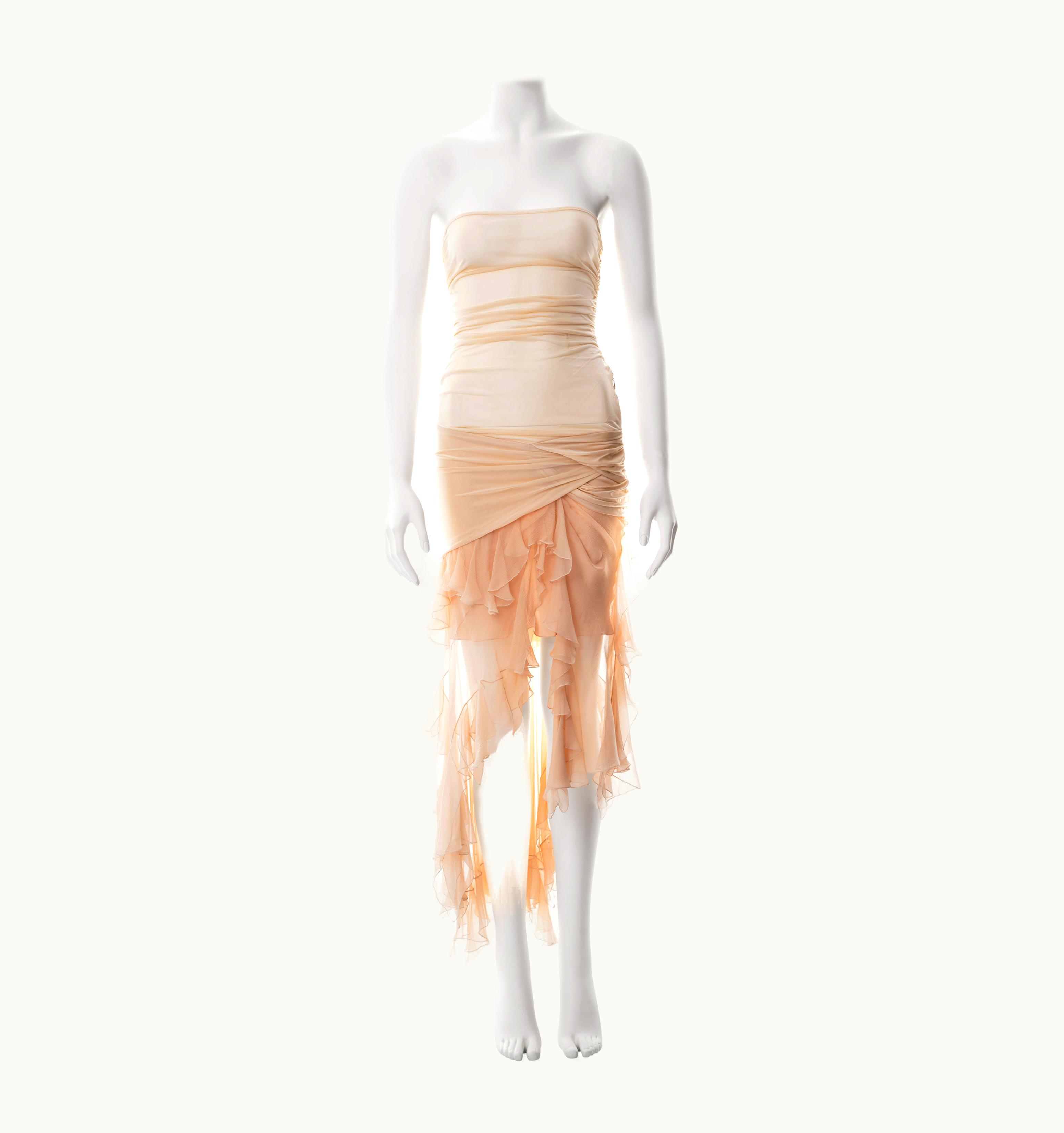 Dior Christian Dior By John Galliano Peach Silk Strapless Dress, S/S 2004