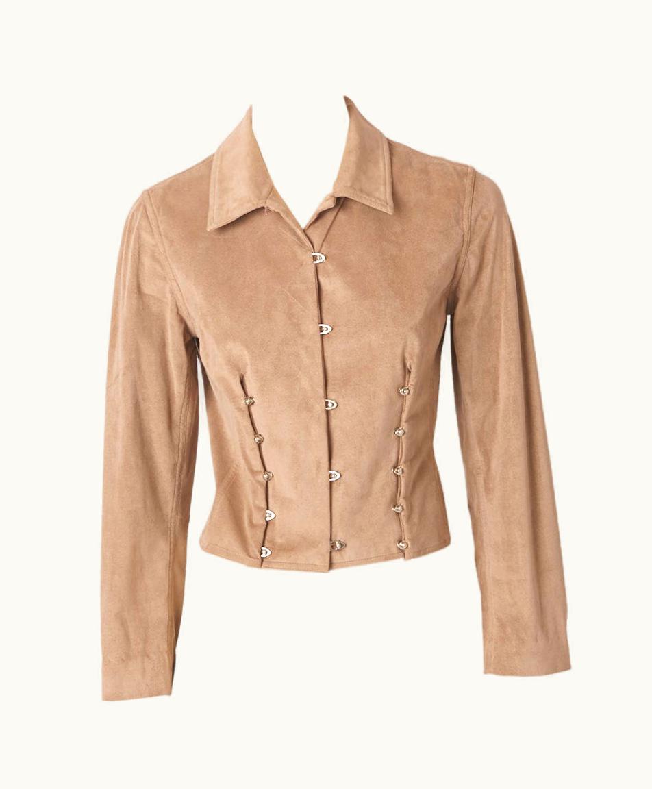 Dior Dior Fitted Suede Jacket With Metal Detail