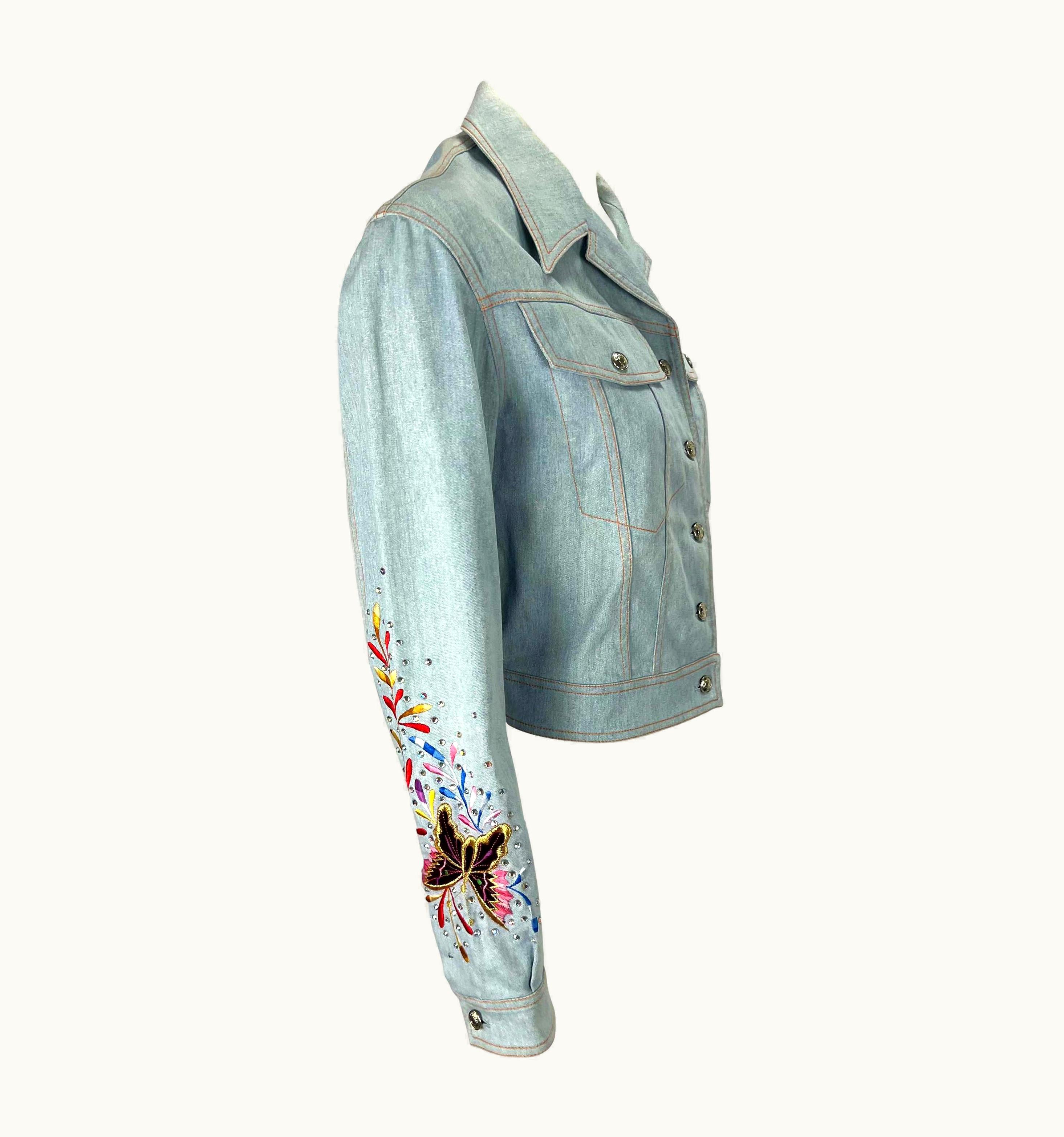 Dior S/S 2002 Christian Dior By John Galliano Denim Butterfly Rhinestone Jacket