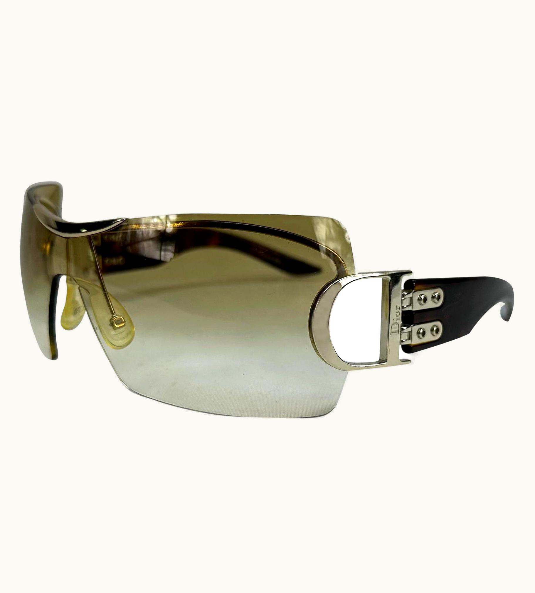 Dior Christian Dior By John Galliano Faux Turtle Shell Rimless Oversized D Sunglasses