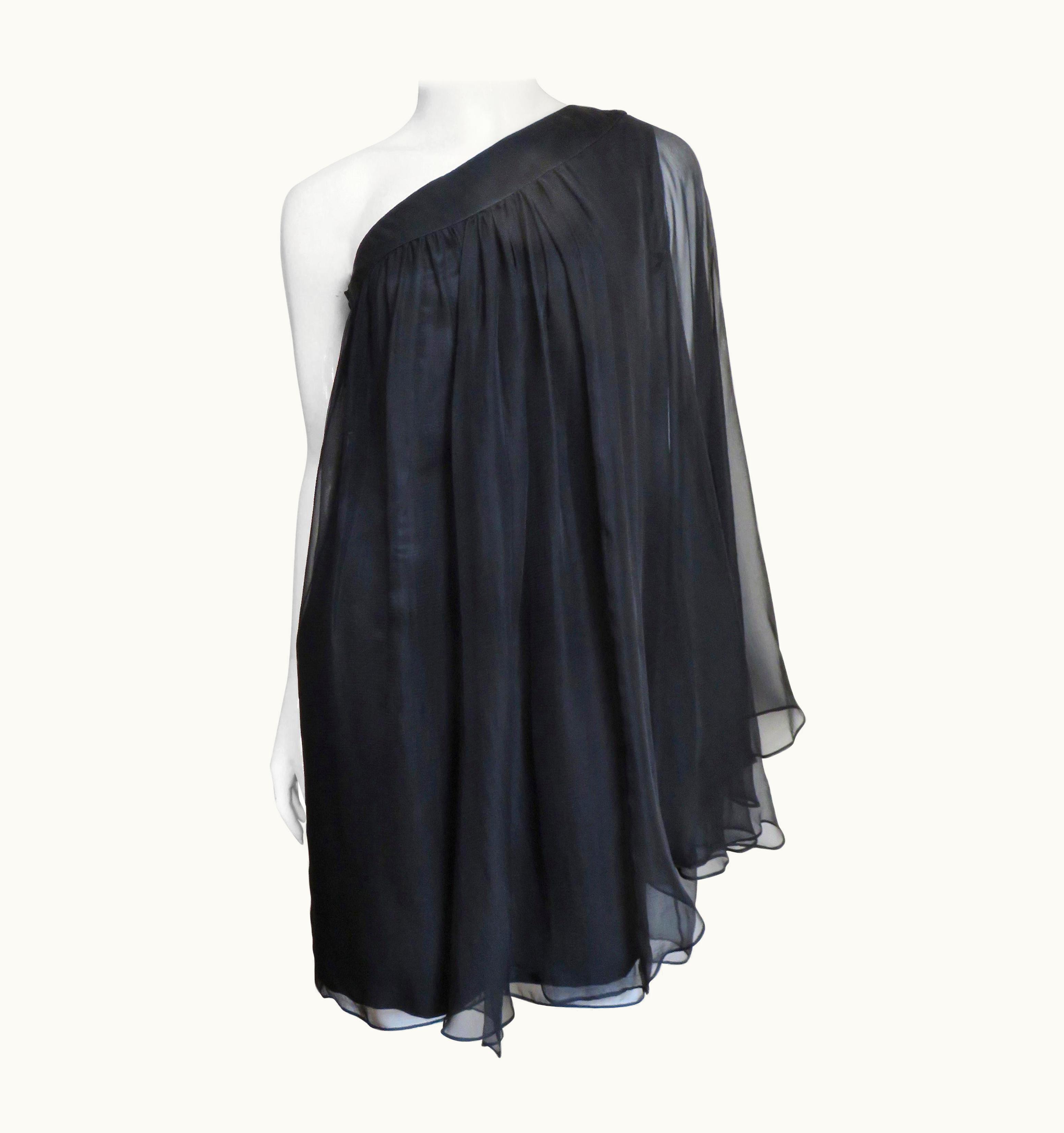Dior John Galliano For Christian Dior One Shoulder Silk Dress