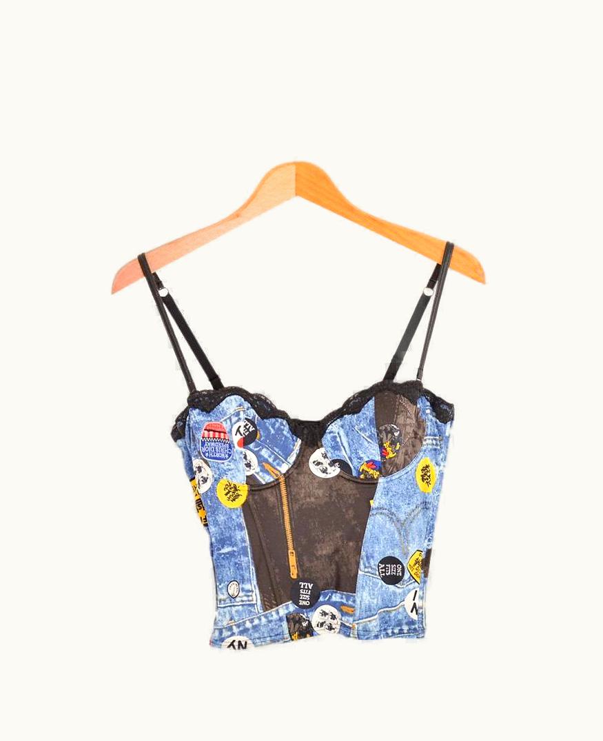 Dior Y2k Christian Dior By John Galliano 'Miss Diorella' AW 2001 Denim Corset Bustier