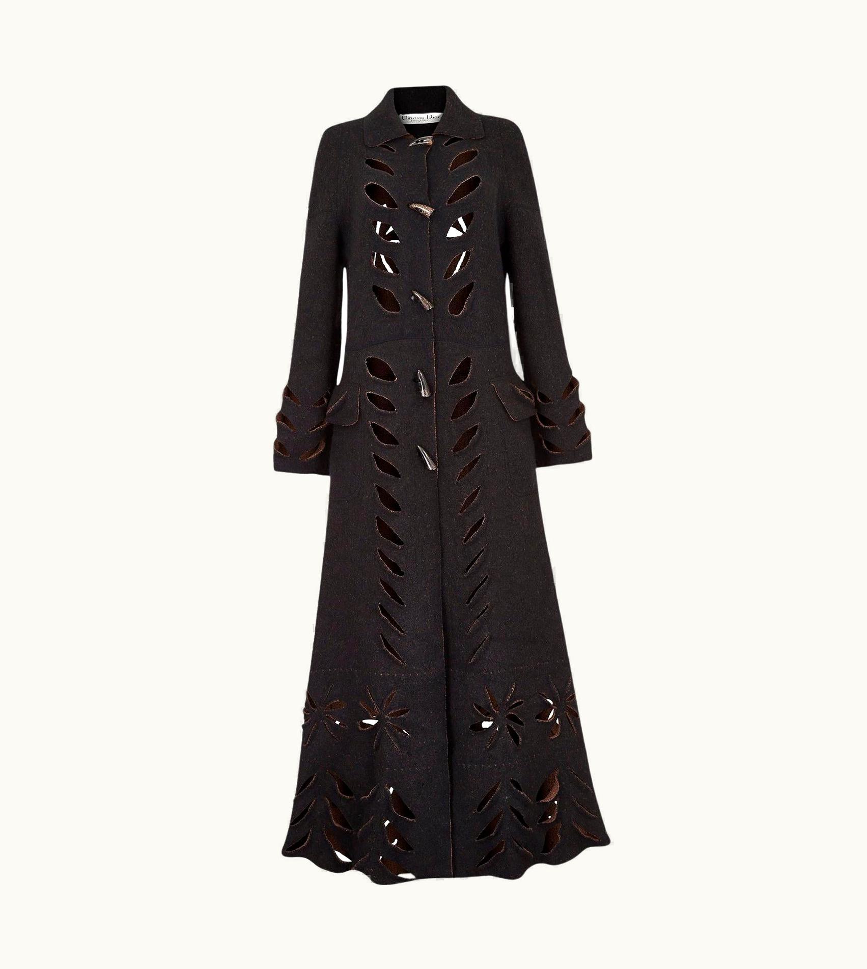 Dior 2000s John Galliano For Christian Dior Felt Wool Cutout Coat