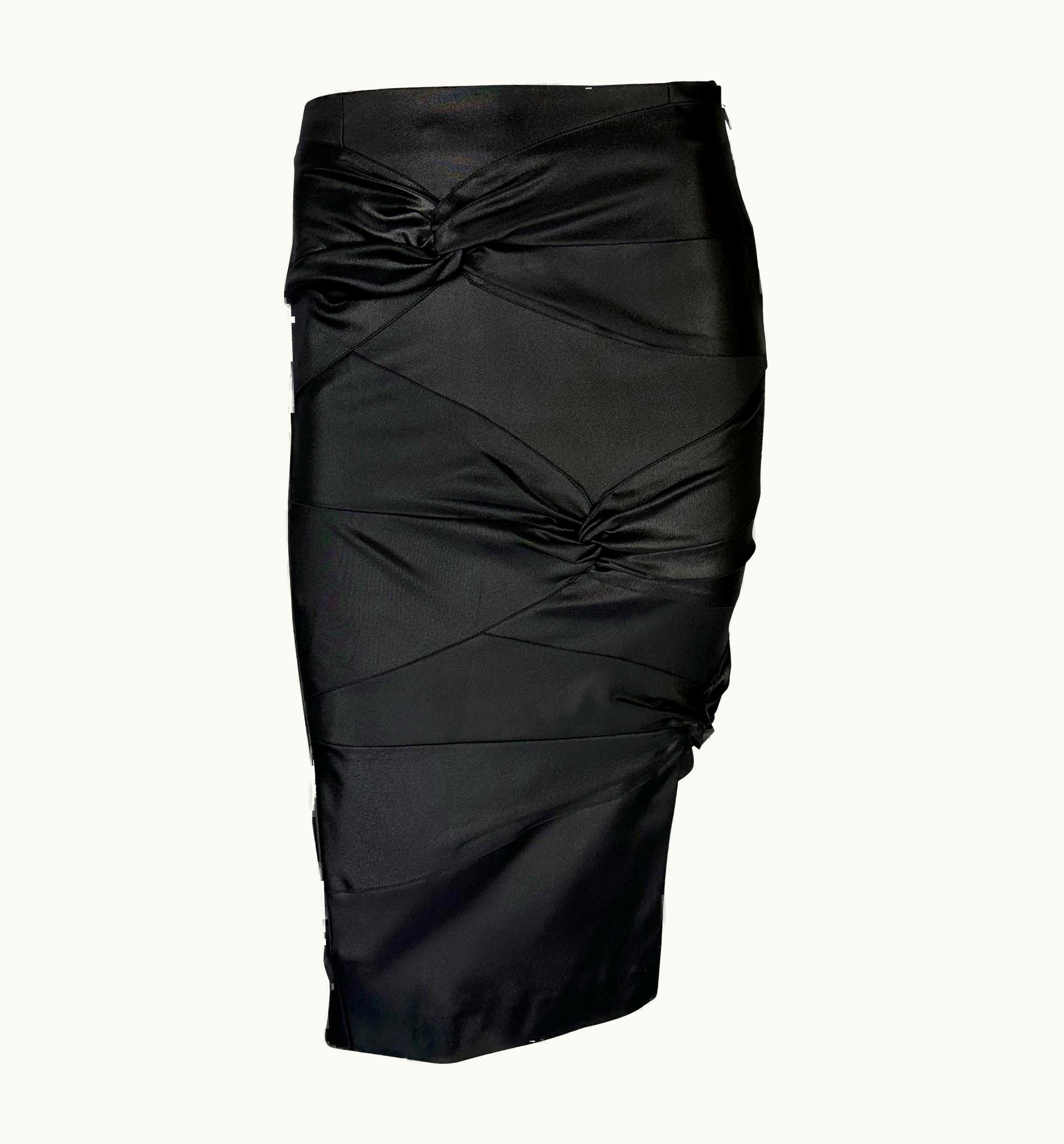 Dior AW 2003 Christian Dior By John Galliano Tie Accent Bodycon Stretch Skirt