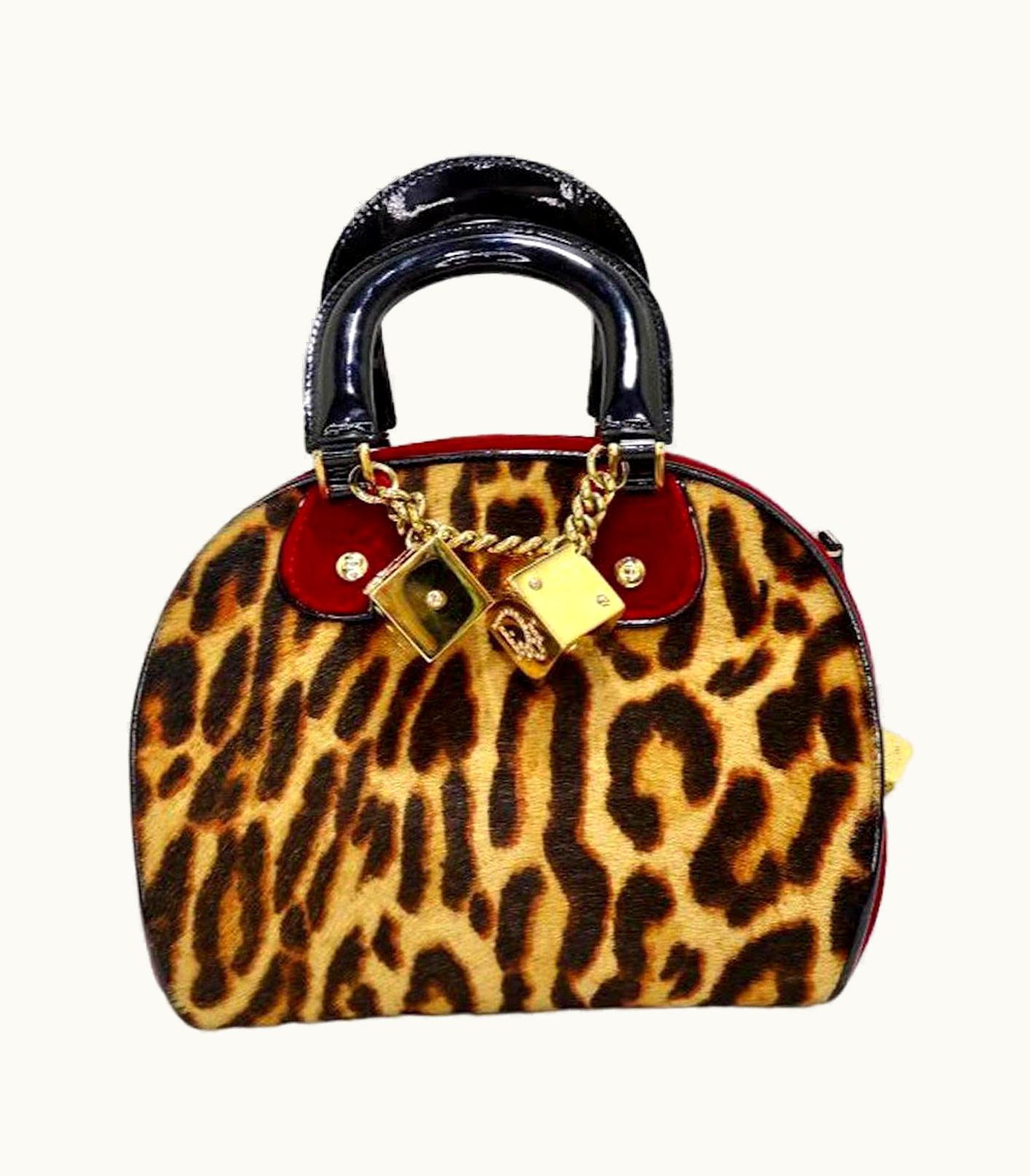 Dior Galliano For Christian Dior Leopard Gambler Dice Bowler Bag
