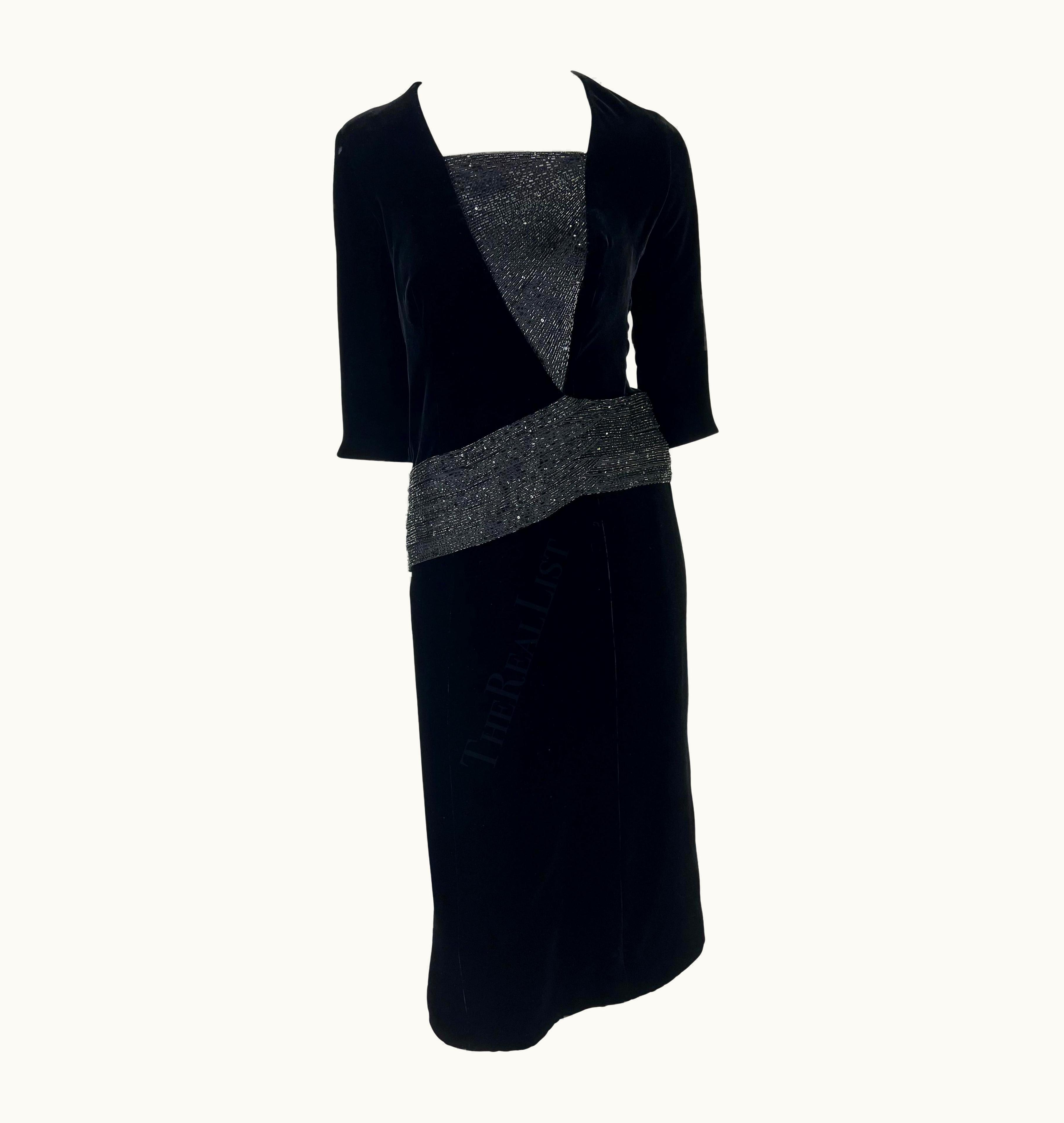 Dior AW 2007 Christian Dior Haute Couture By John Galliano Black Velvet Beaded Dress