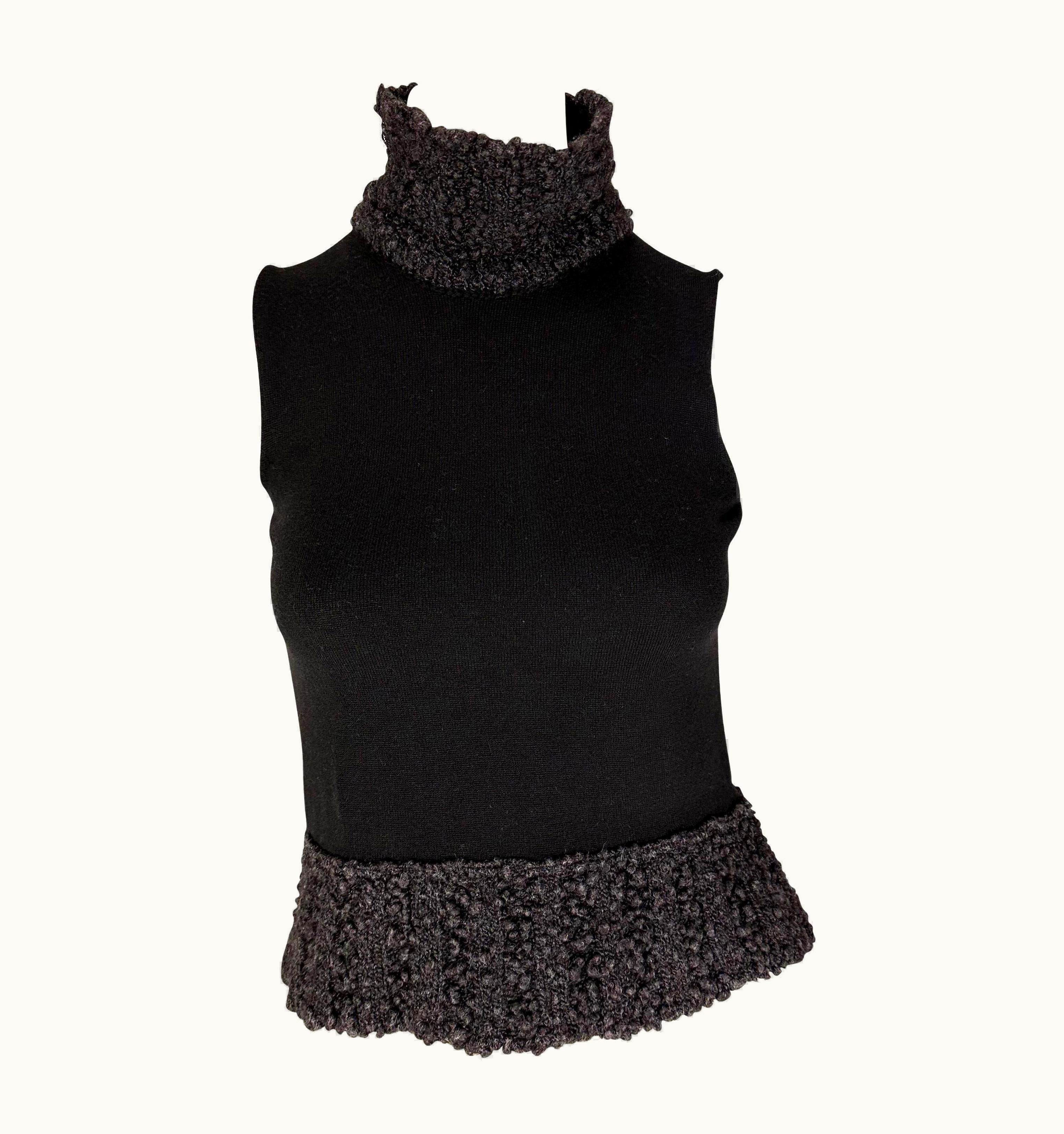 Dior AW 2001 Christian Dior By John Galliano Bouclé Knit Mock Neck Sleeveless Top