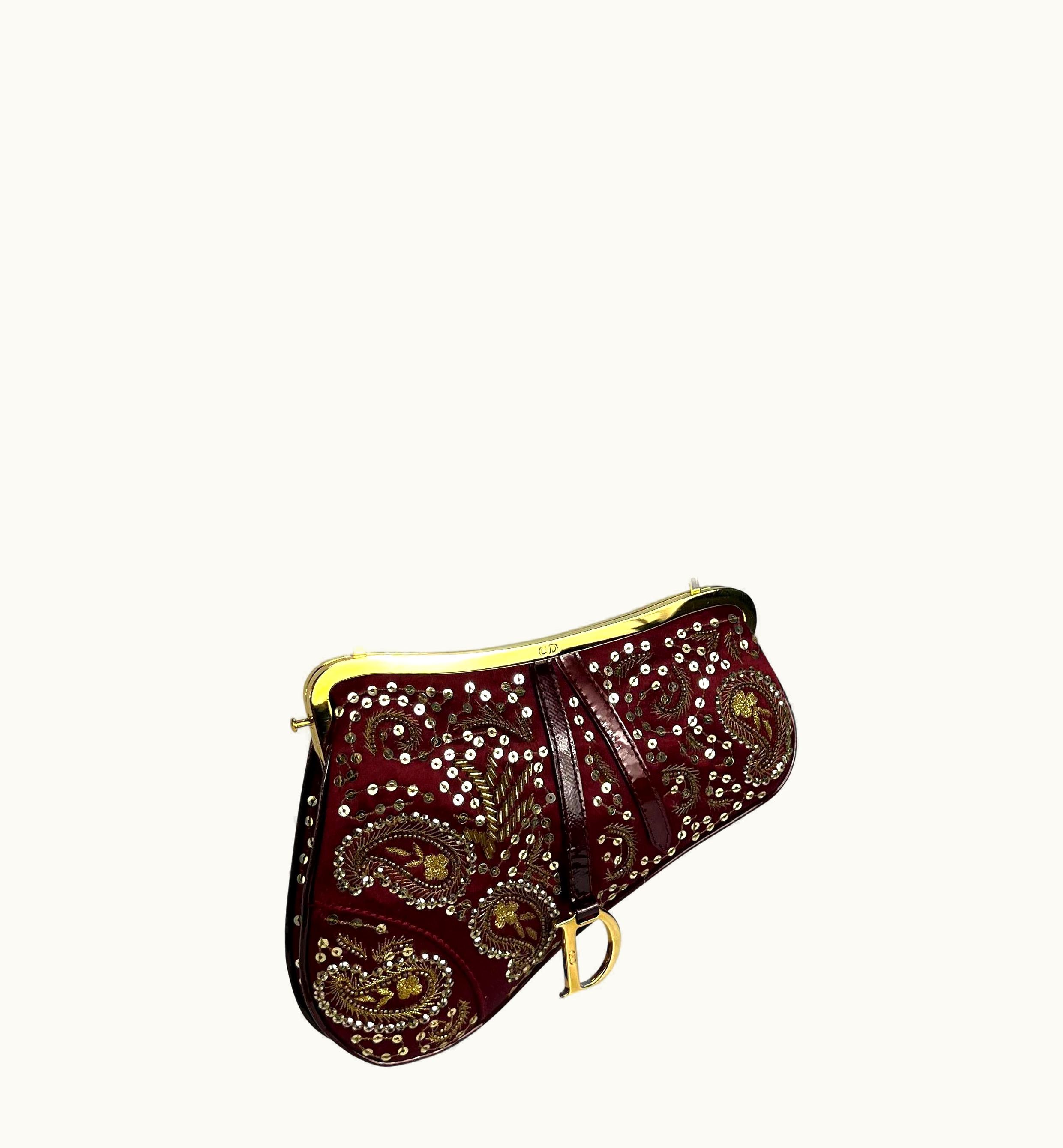 Dior AW 2002 Christian Dior By John Galliano Paisley Sequin Mini Saddle Bag