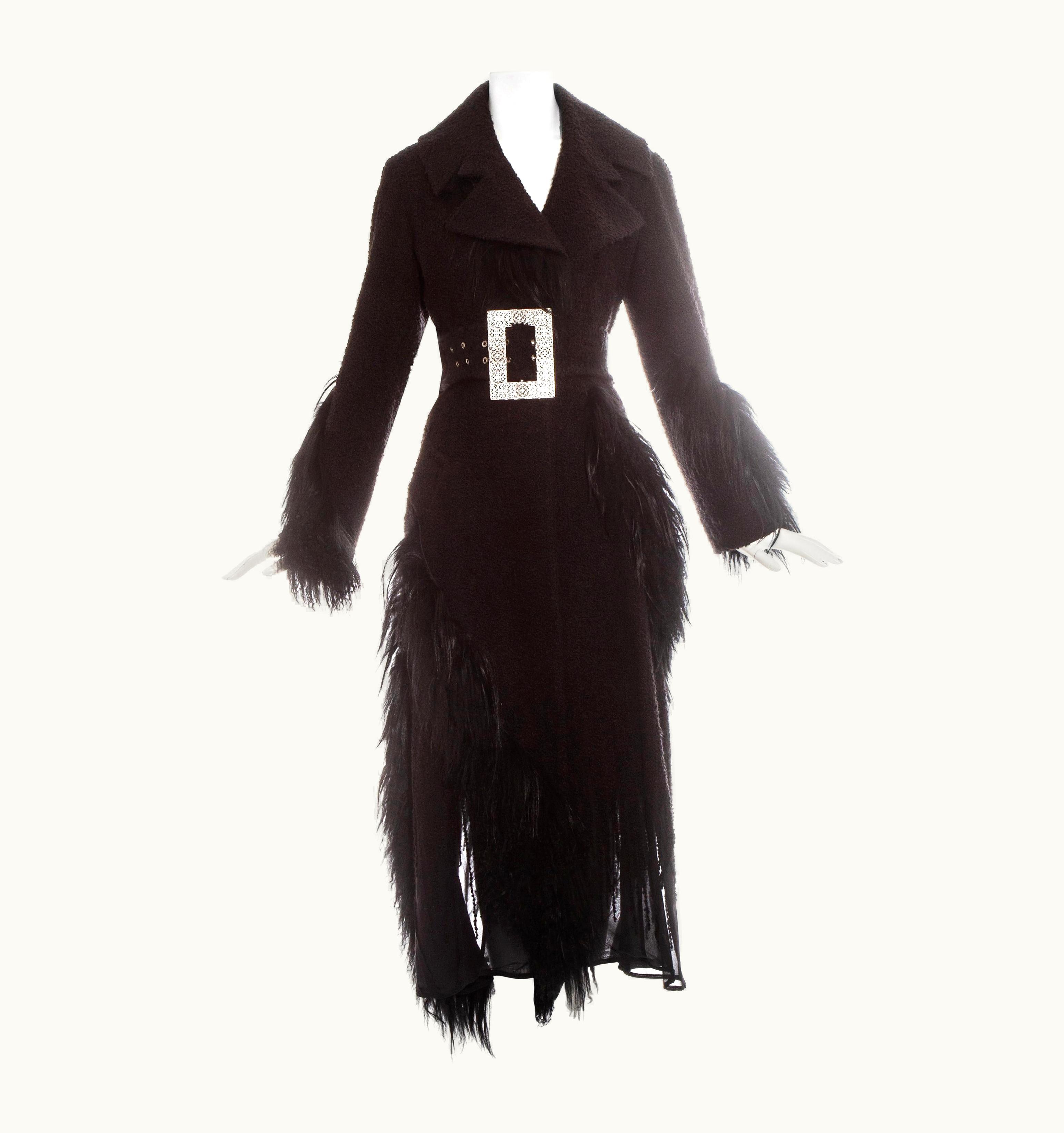 Dior Christian Dior By John Galliano Black Boucle Coat With Yak And Lamb, AW 2006