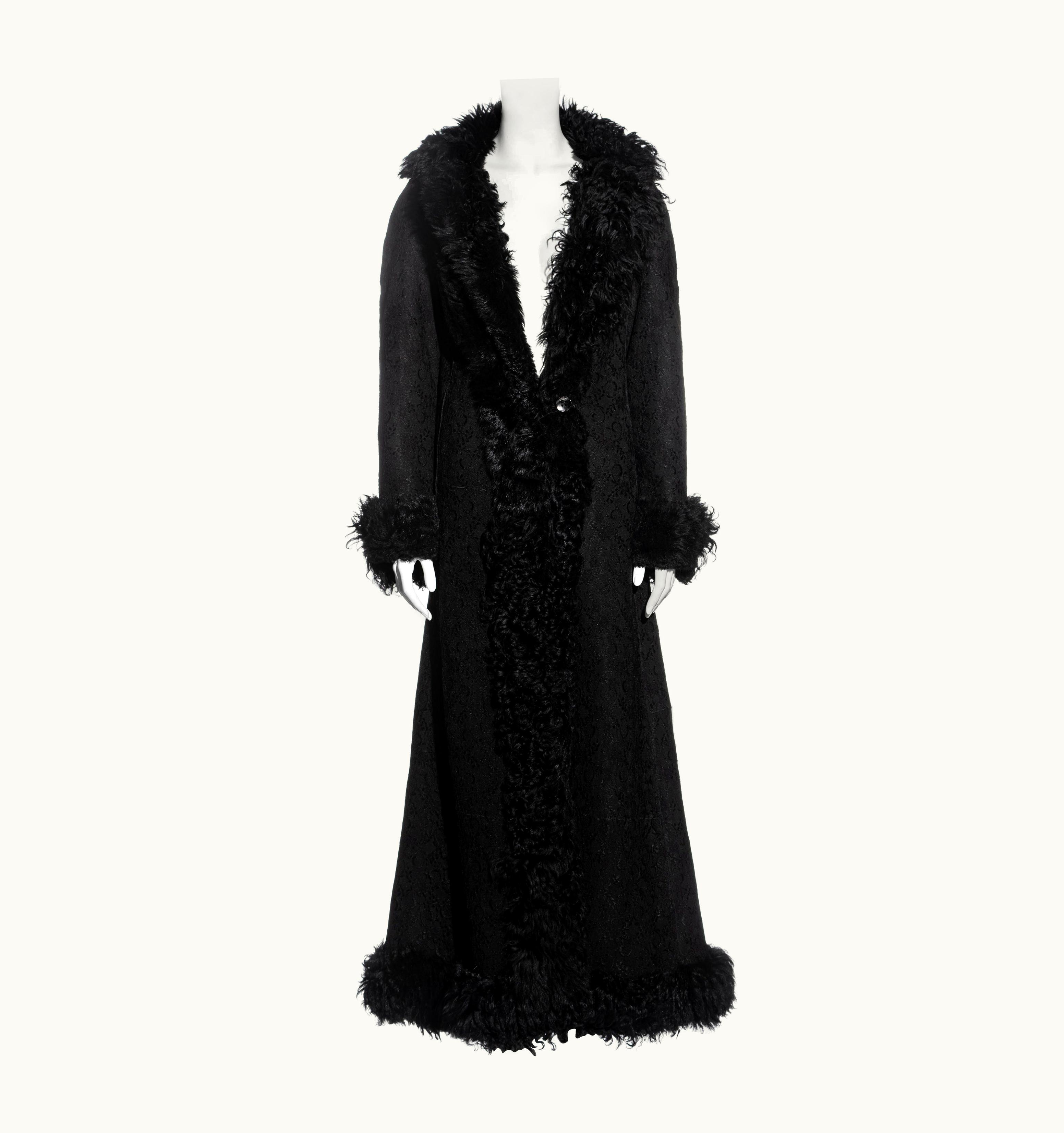 Dior Christian Dior By John Galliano Black Full Length Lamb And Lace Coat, AW 2001