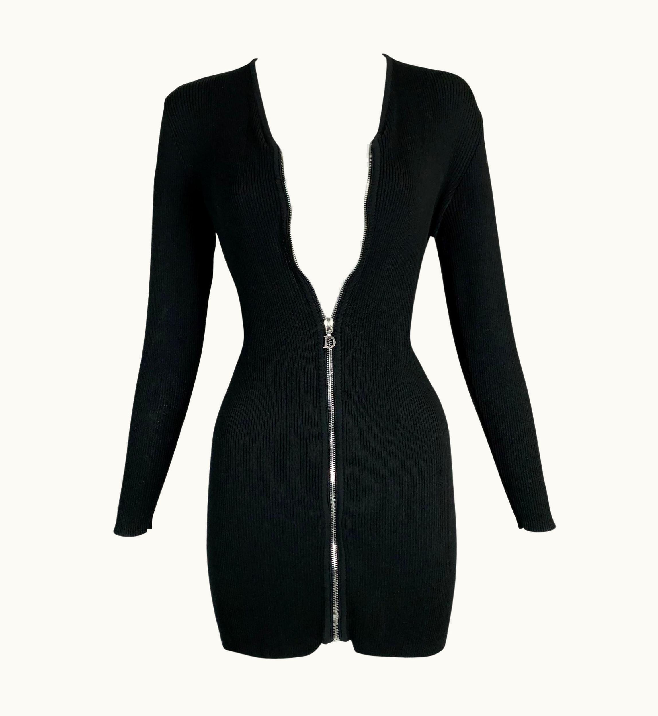 Dior S/S 2001 Christian Dior By John Galliano Black S/S Zipper Mini Dress