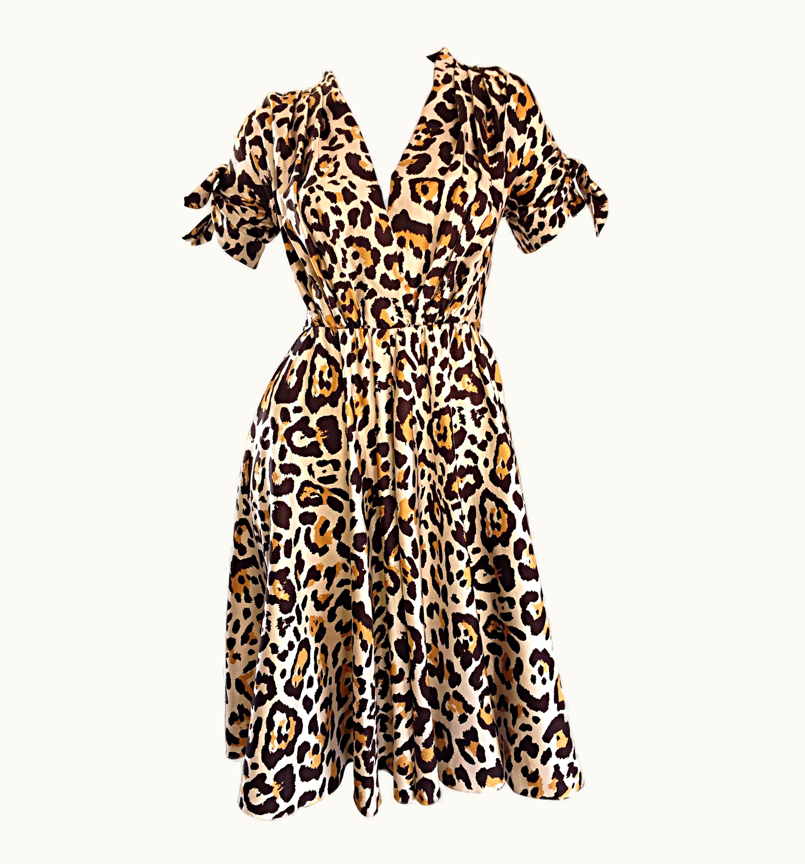 Dior John Galliano Christian Dior Leopard Cheetah 1940s Style Silk Dress