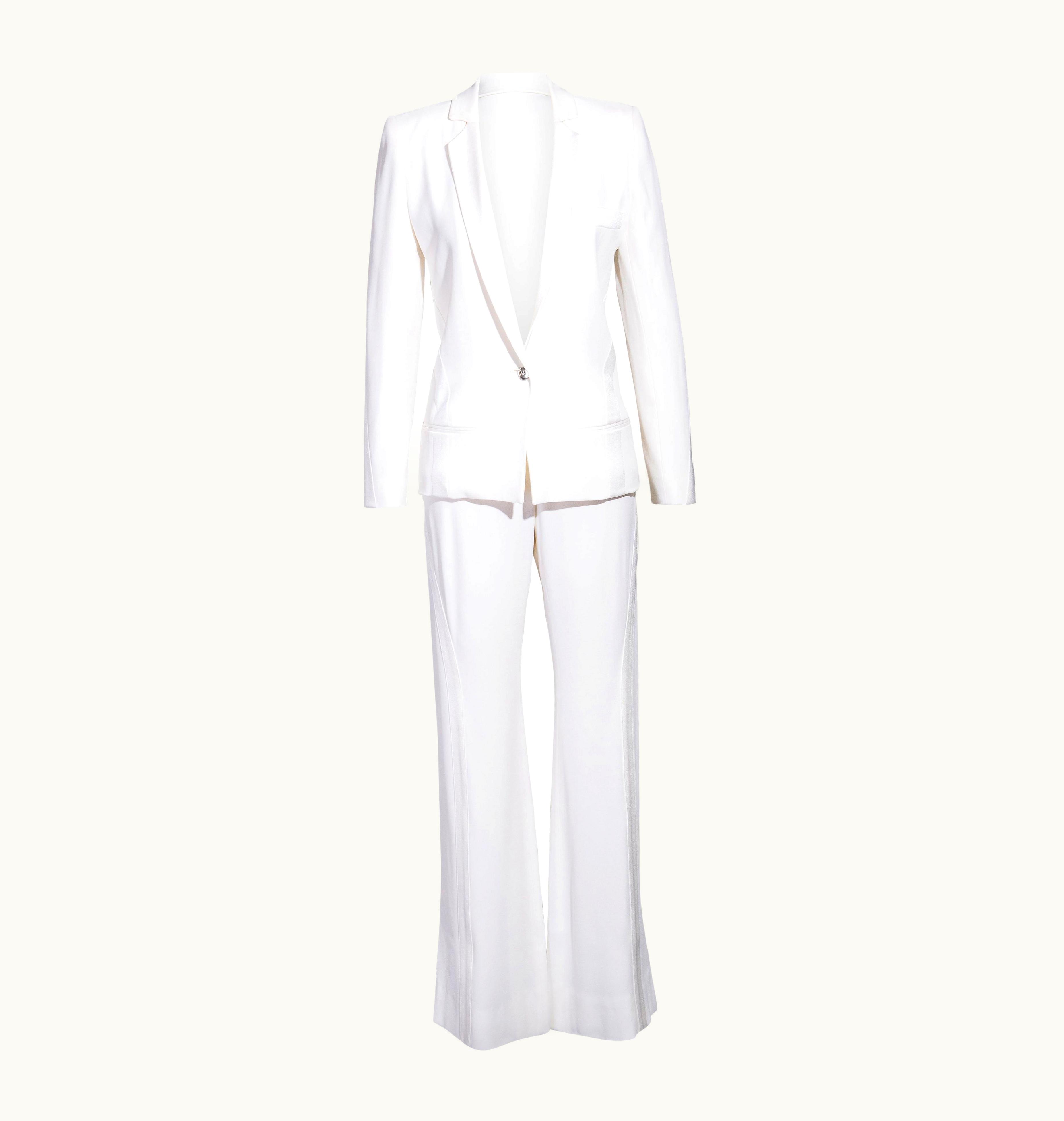 Dior AW 2004 Christian Dior By John Galliano White Satin Smoking Suit