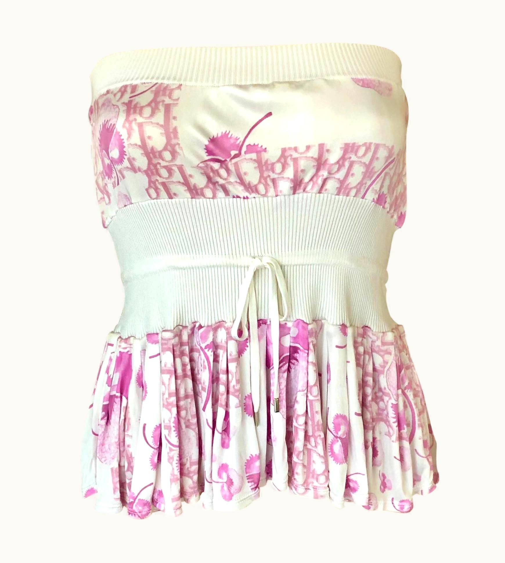 Dior Christian Dior By John Galliano Resort 2005 Cherry Blossom Monogram Logo Top
