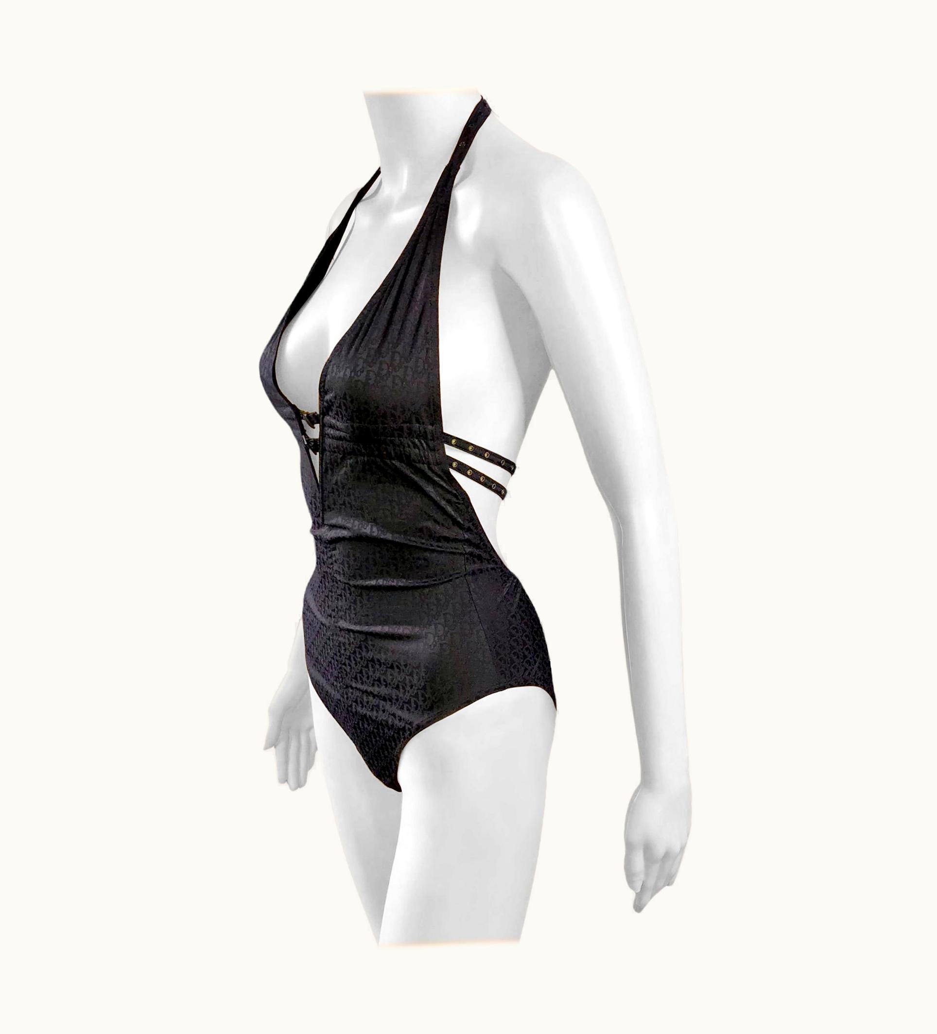 Dior Christian Dior By Galliano S/S 2004 Logo Monogram Bodysuit Swimsuit Swimwear