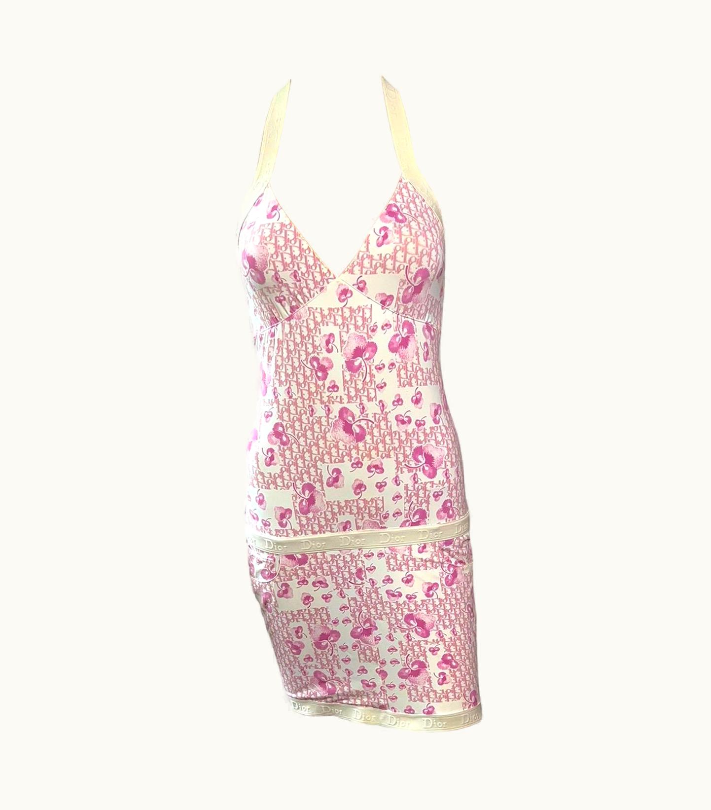Dior Christian Dior By John Galliano Resort 2005 Cherry Blossom Monogram Logo Dress