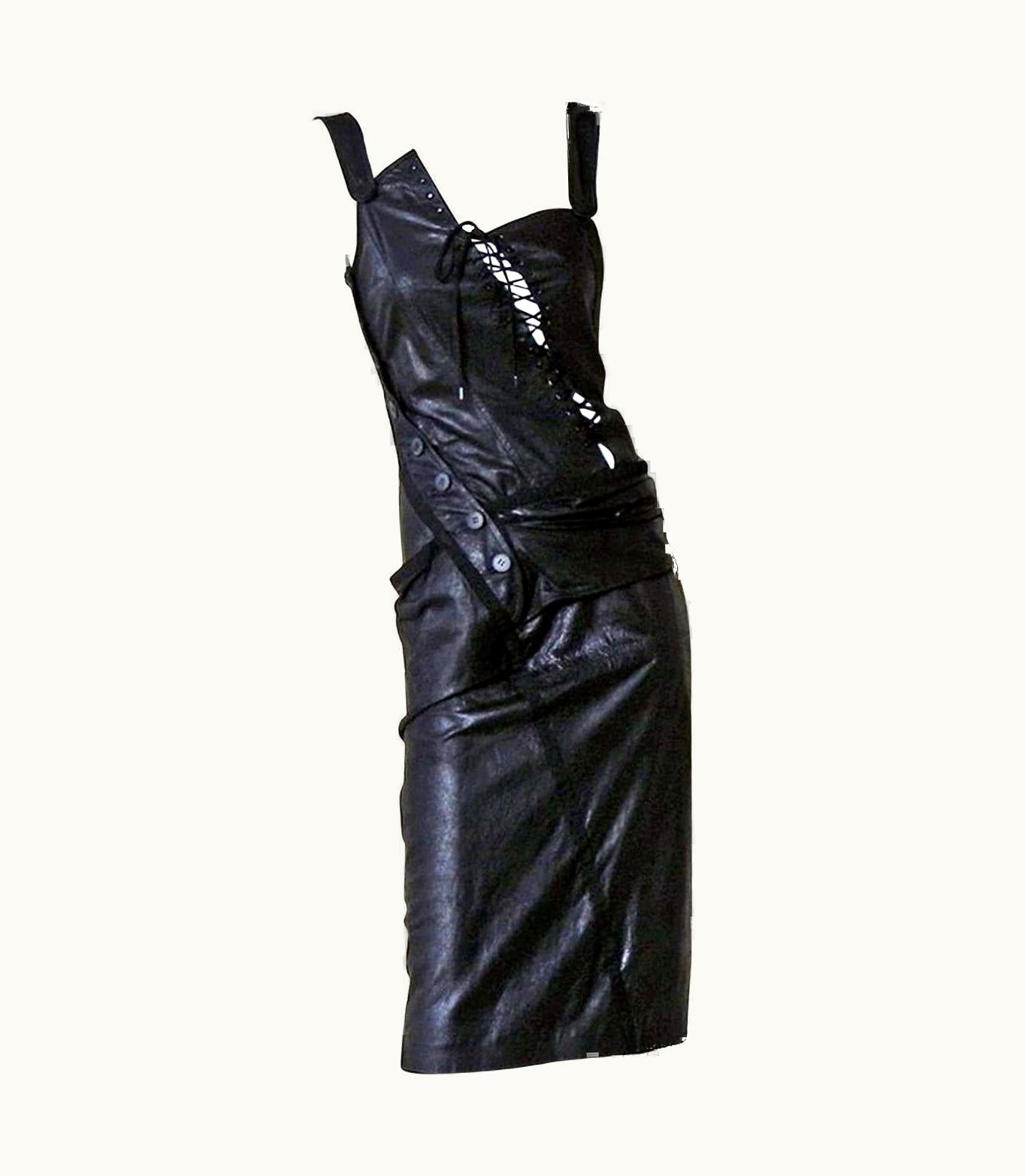 Dior Christian Dior By John Galliano Collector Asymmetric Leather Bondage Dress