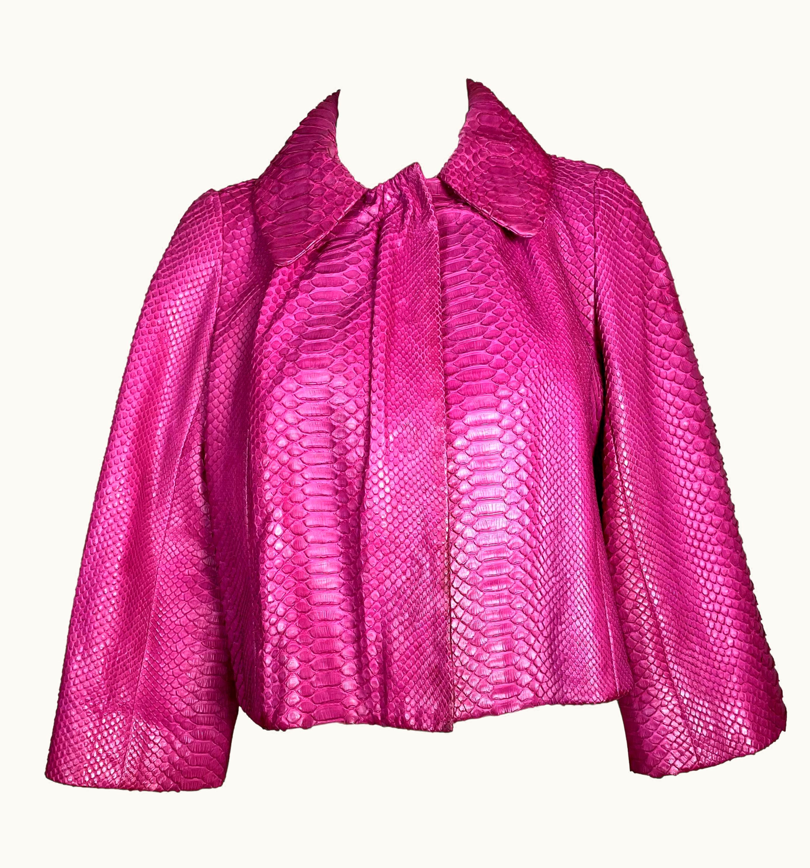 Dior AW 2007 Christian Dior John Galliano Runway Hot Pink Python 60' Short Jacket