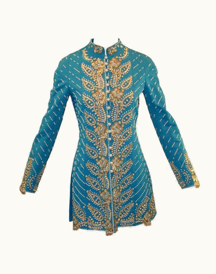 Dior Nwt Cruise 2008 John Galliano Christian Dior Runway Blue Beaded Indian Jacket