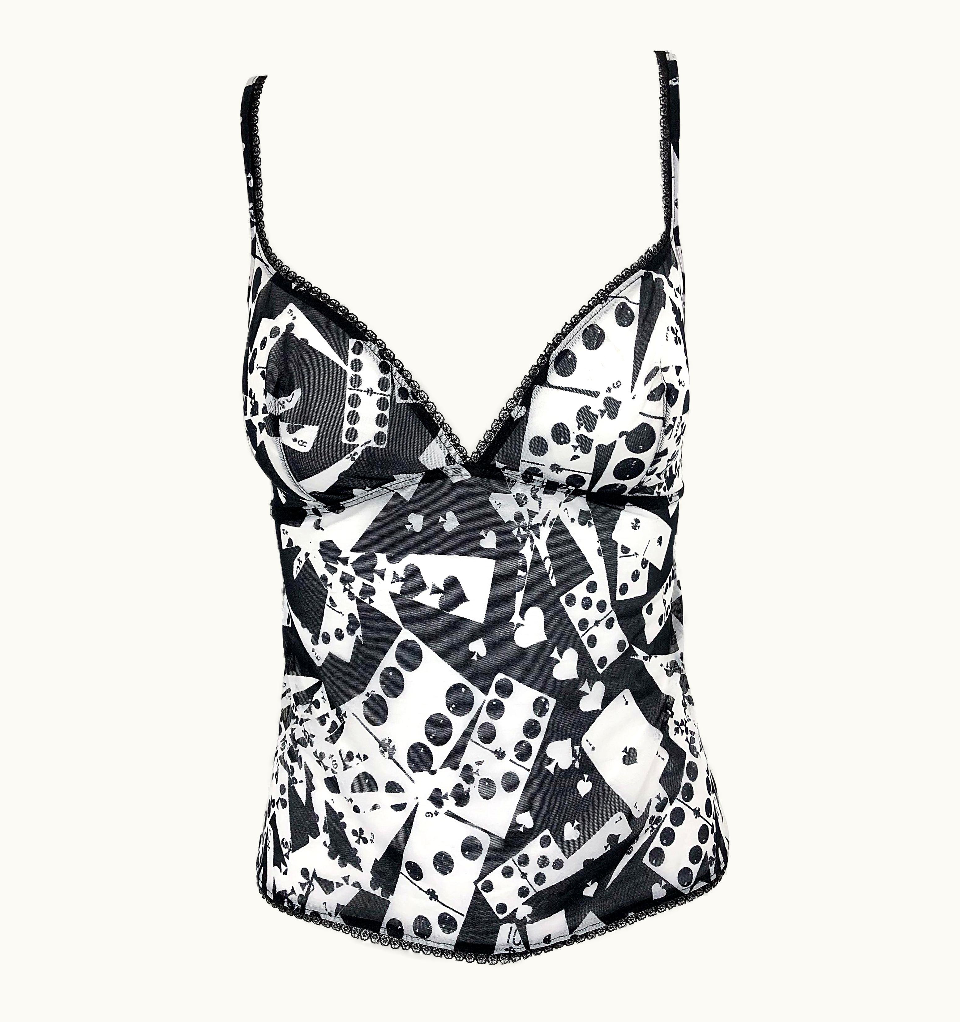 Dior Christian Dior By John Galliano Black And White Novelty Playing Cards Cami Top