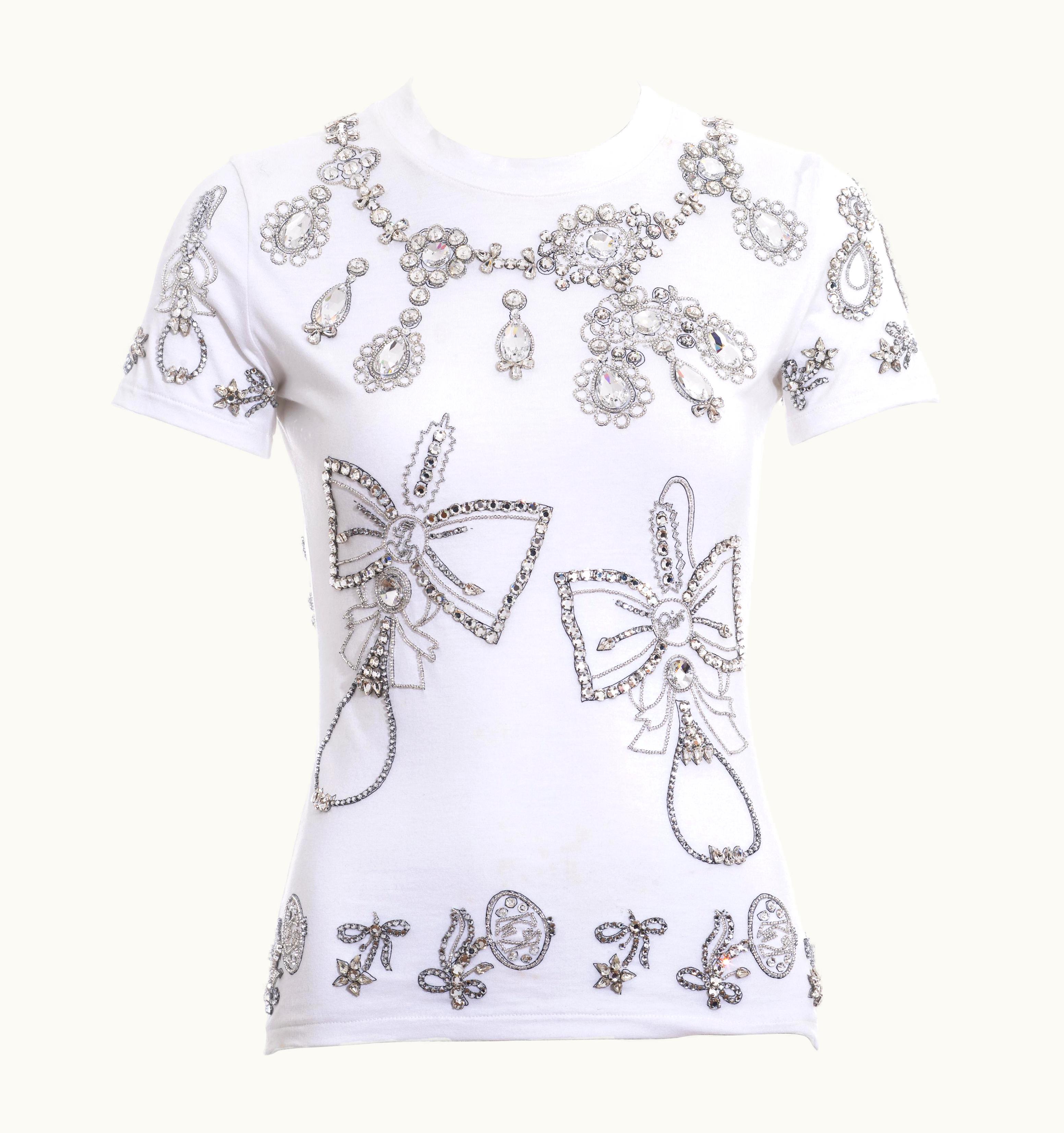Dior Christian Dior By John Galliano White Cotton Jewelled T-shirt, AW 2002