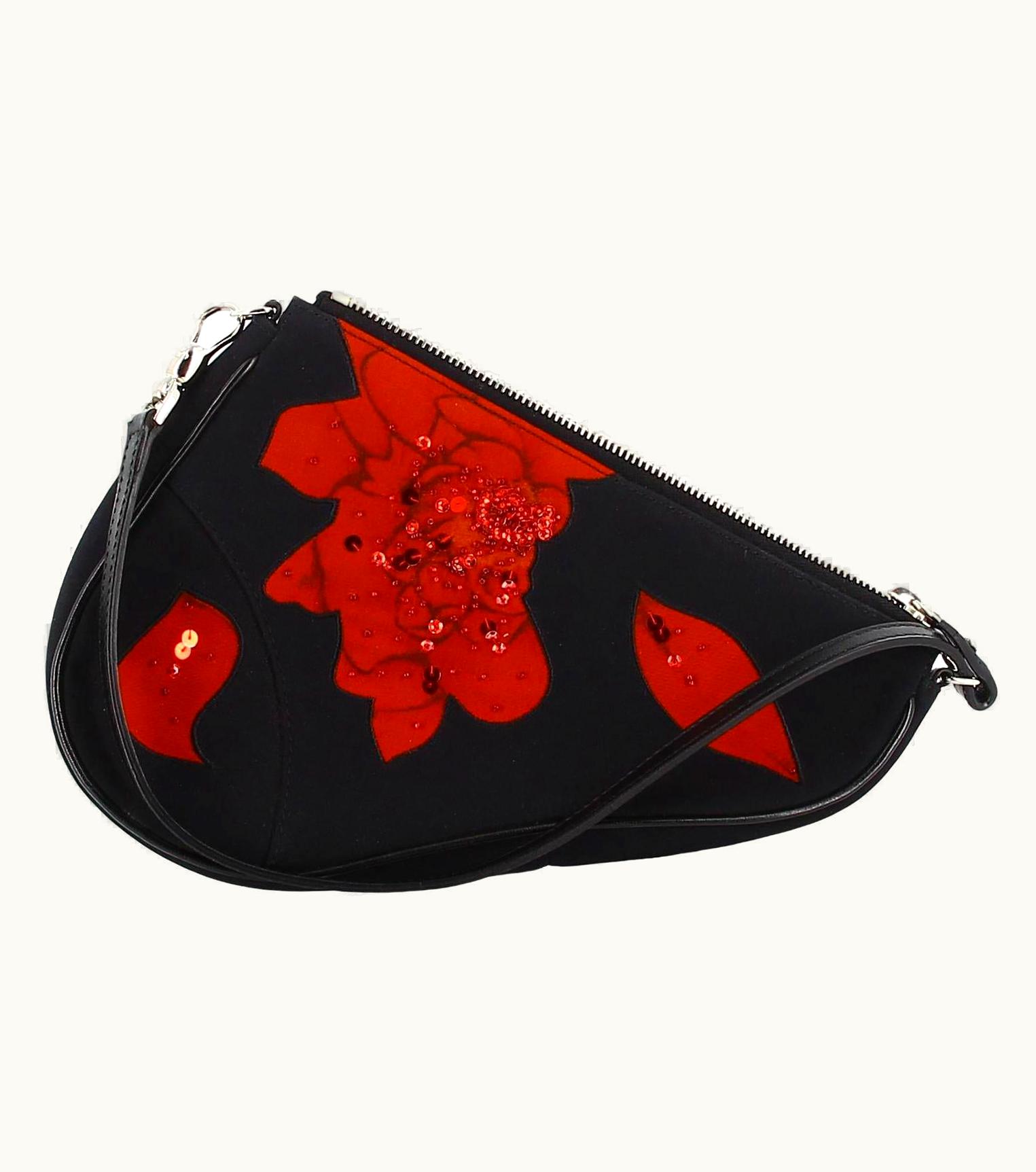 Dior Dior Black Saddle Bag With Woven Flowers