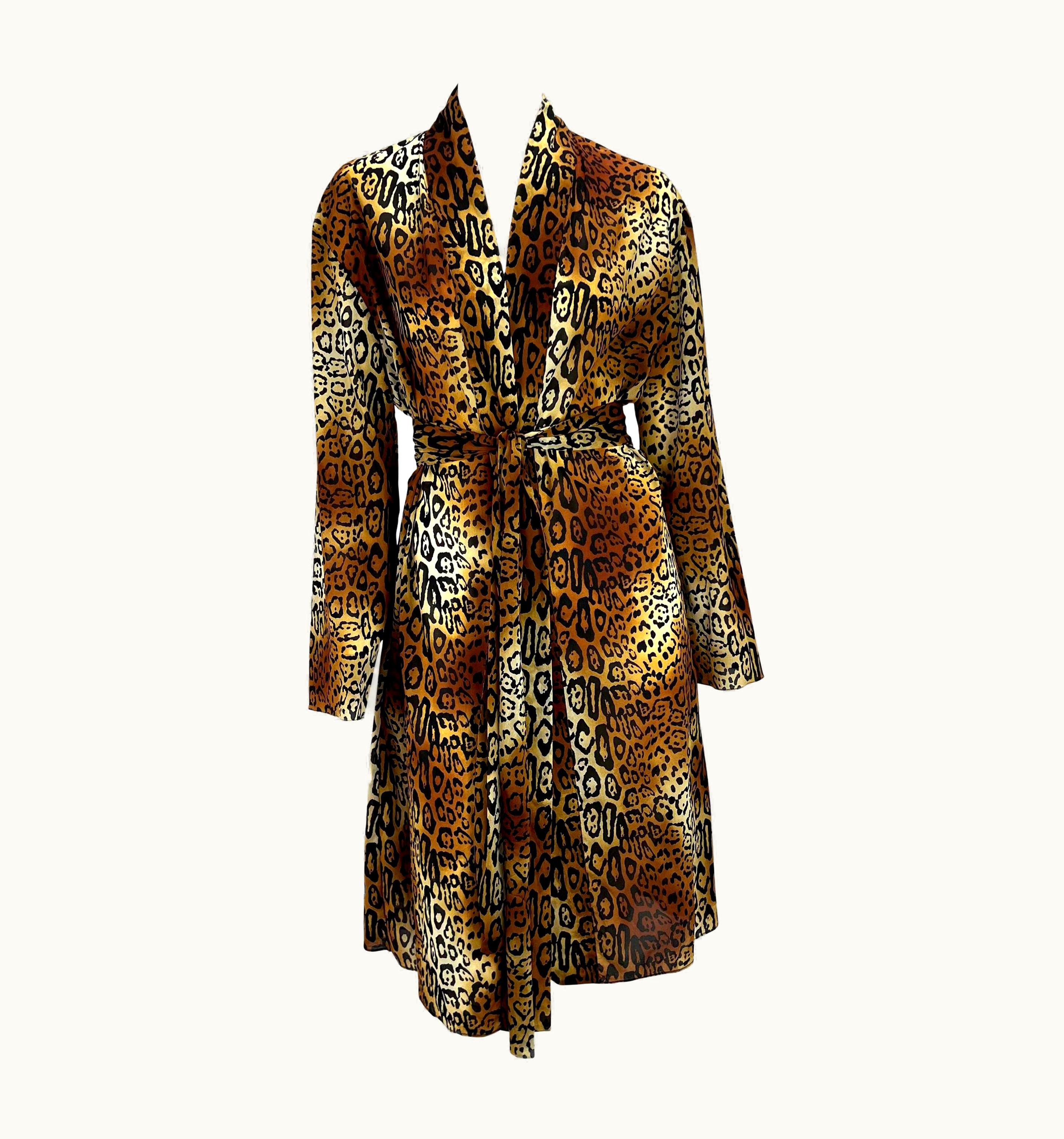 Dior AW 2004 Christian Dior By John Galliano Brown Cheetah Print Silk Blend Robe