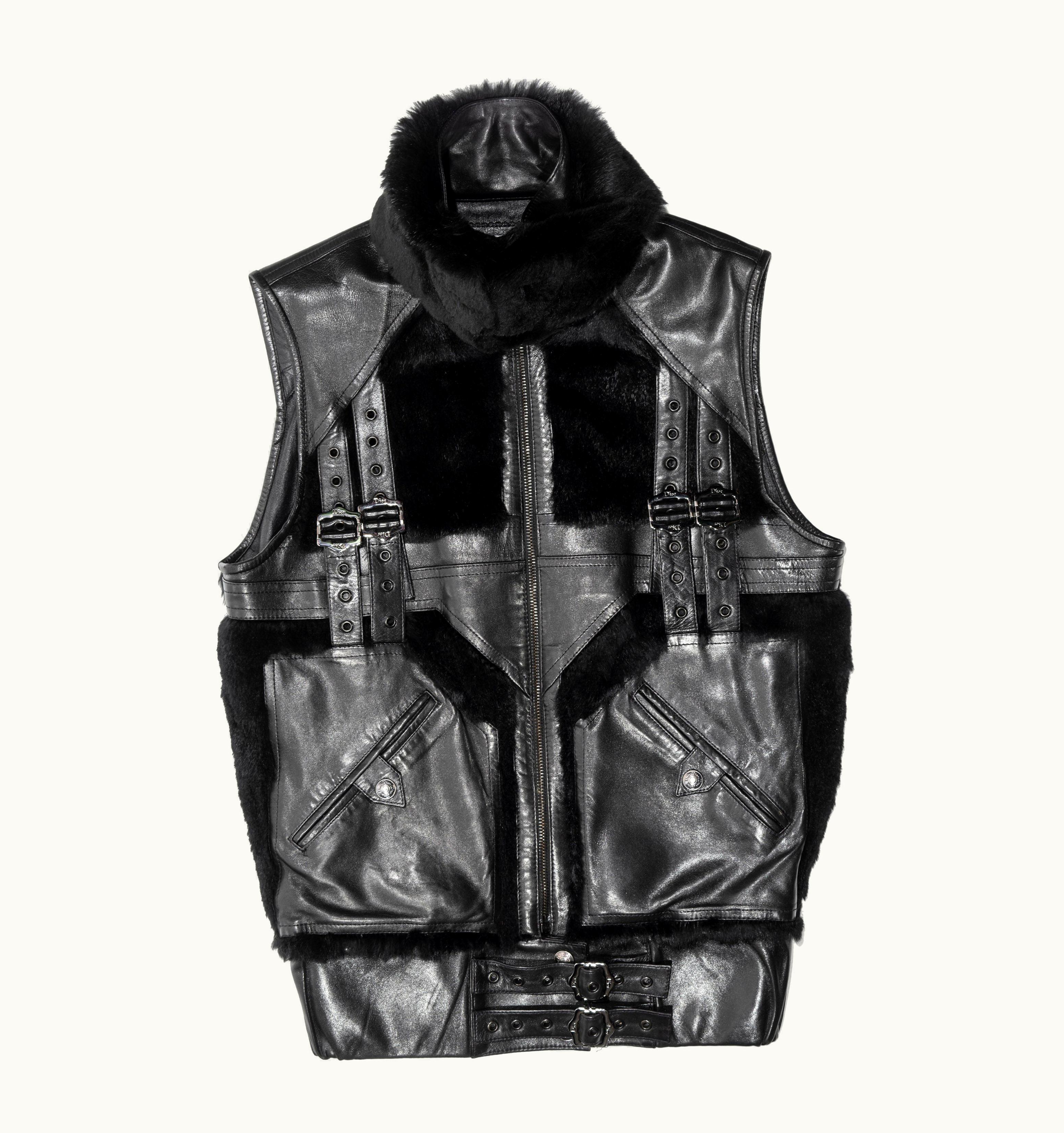 Dior Christian Dior By John Galliano Black Leather And Fur Gillet, AW 2003