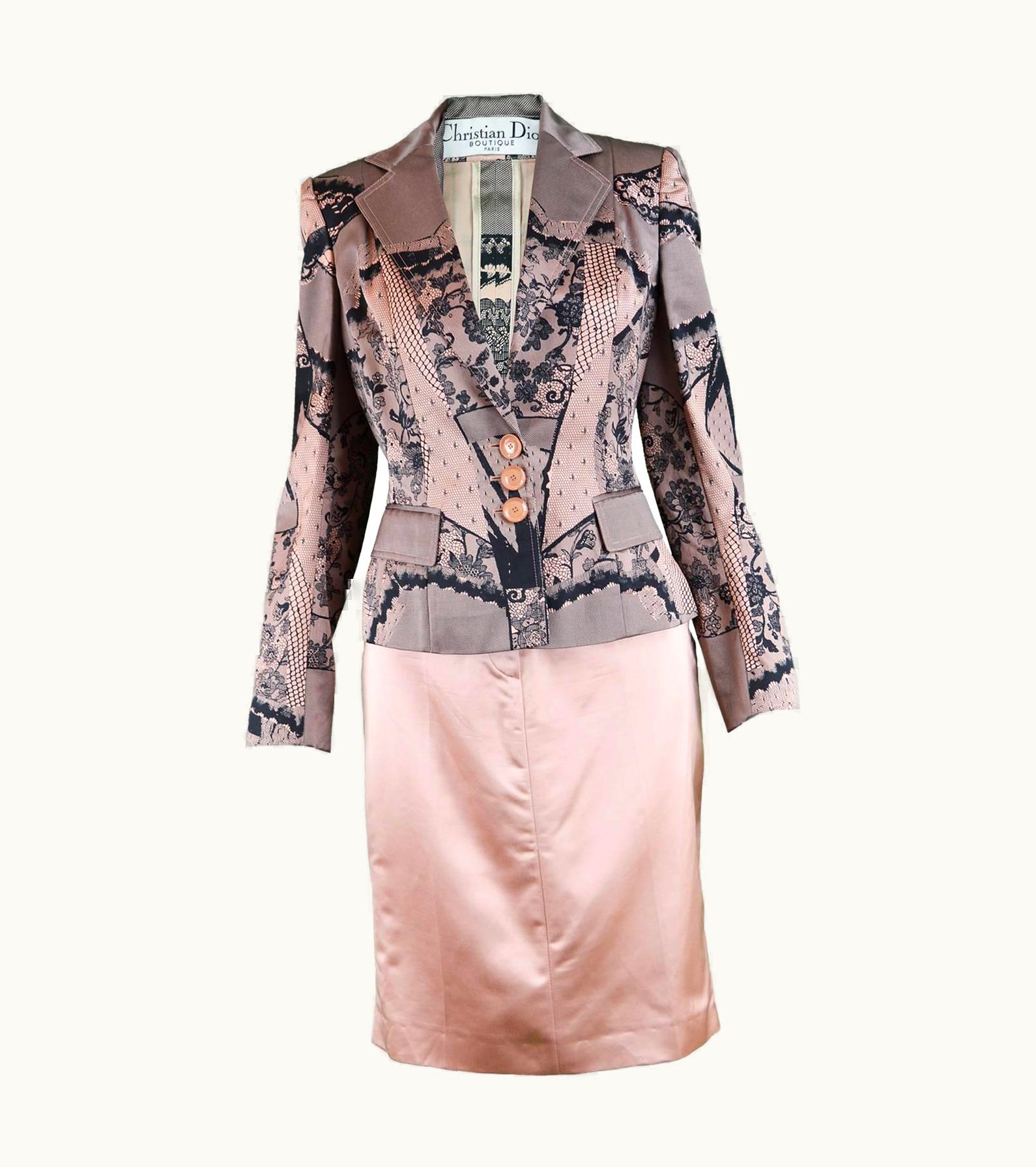 Dior John Galliano For Christian Dior Trompe 'oeil Lace Effect Skirt Suit, S/S 2006