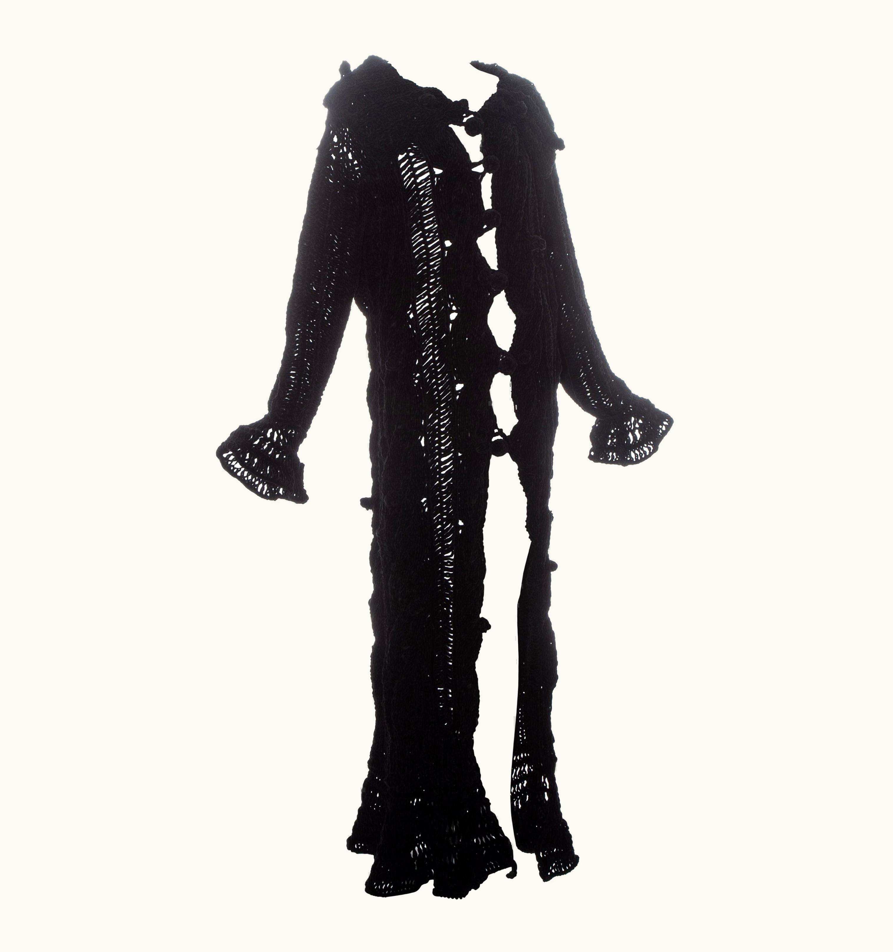 Dior Christian Dior By John Galliano Black Crochet Velvet Oversized Cardigan, AW 2003