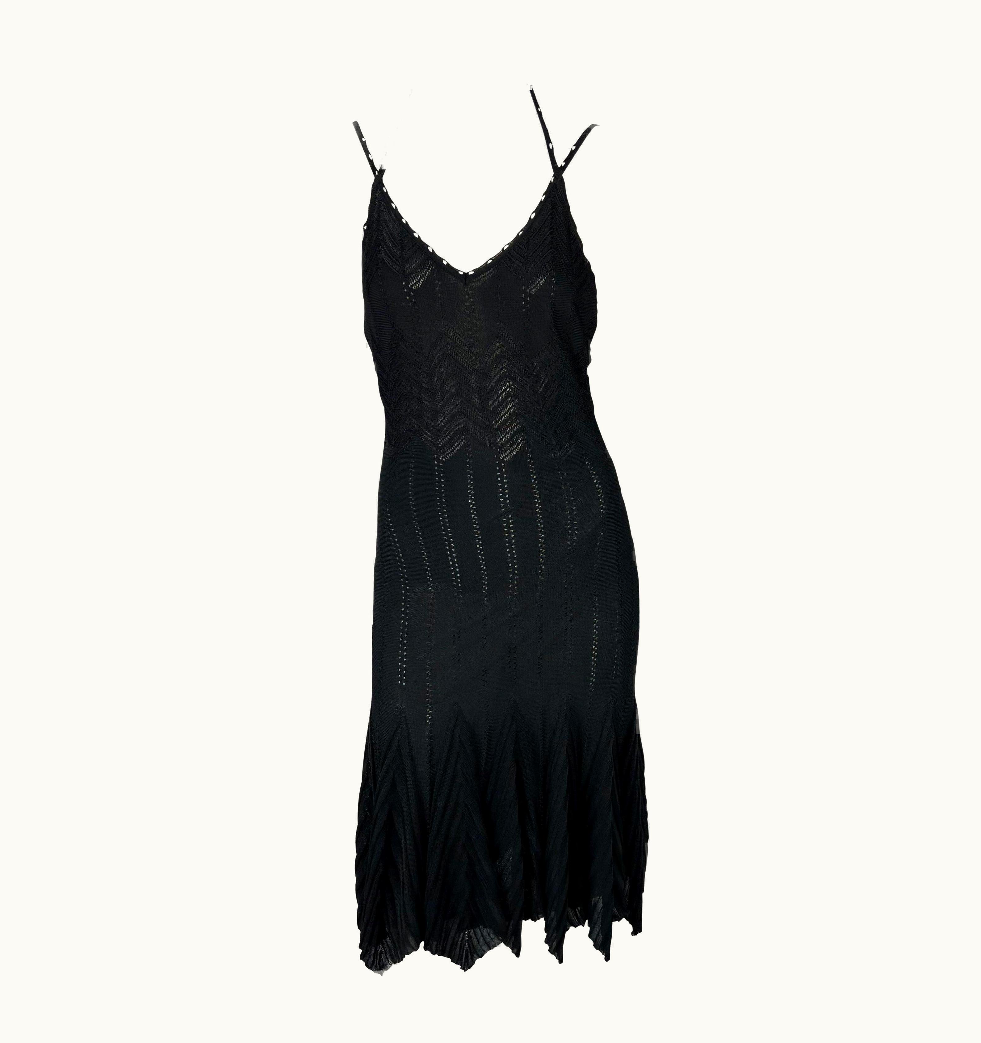 Dior S/S 2006 Christian Dior By John Galliano Sheer Stretch Knit Black Flare Dress