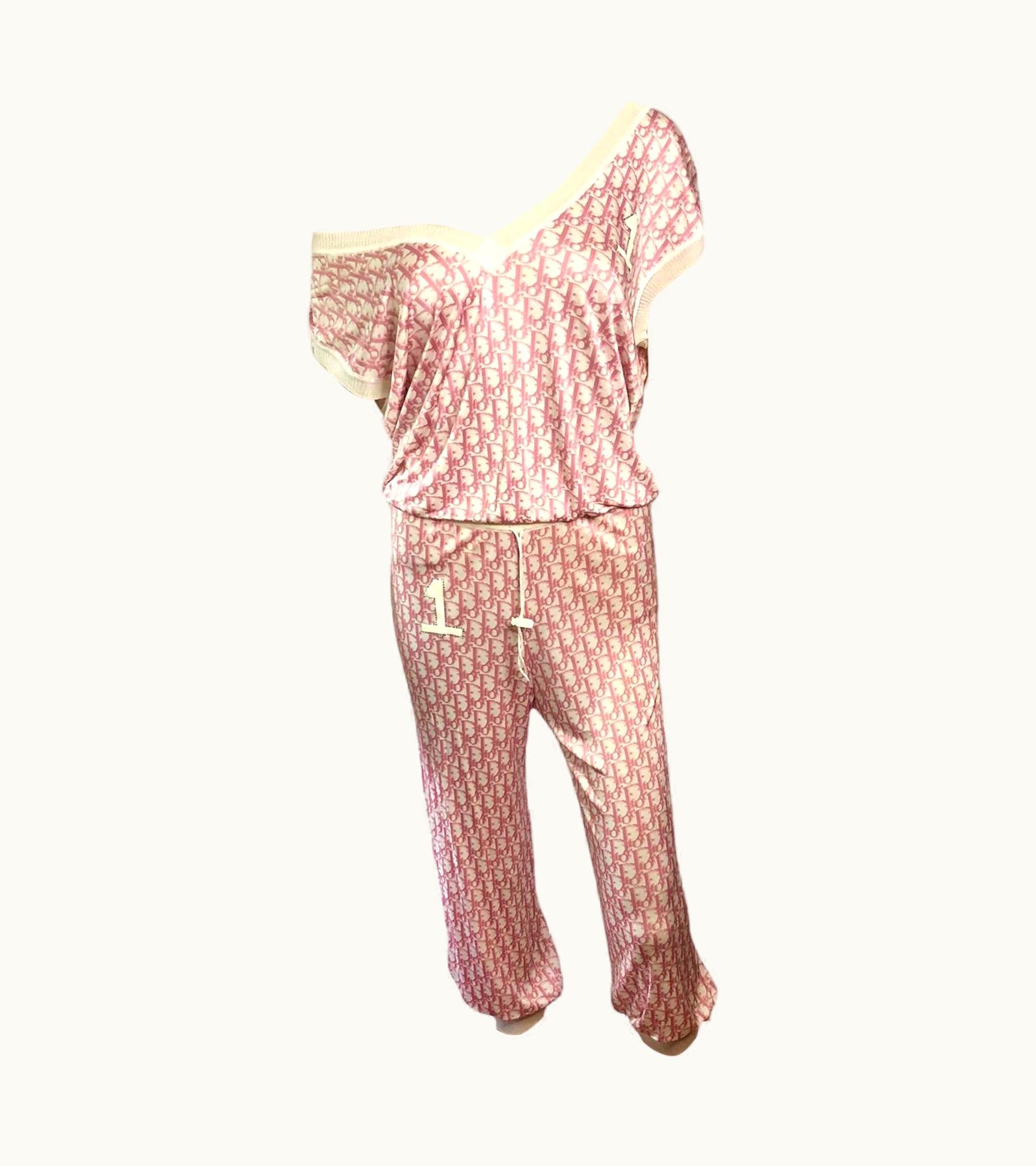 Dior Christian Dior By John Galliano S/S 2004 Monogram Logo Pants & Top 2 Piece Set