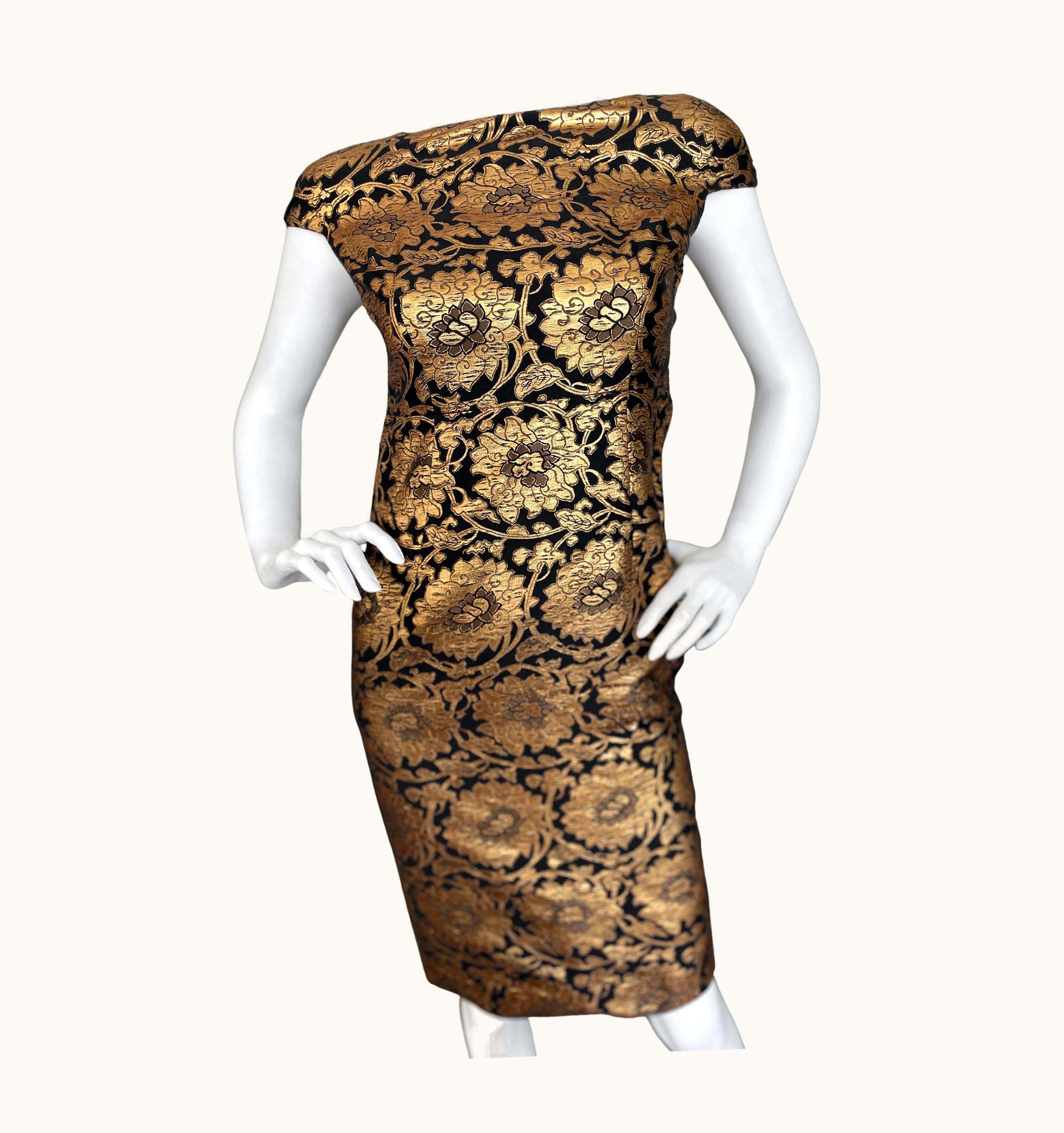 Dior Christian Dior By John Galliano Gold Brocade Cocktail Dress From Fall 2009