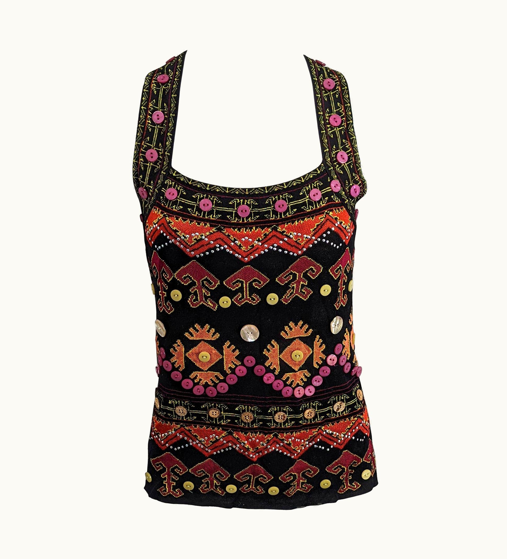 Dior Christian Dior By Galliano Fall-Winter 2002 Ethnic Motif Knit Top