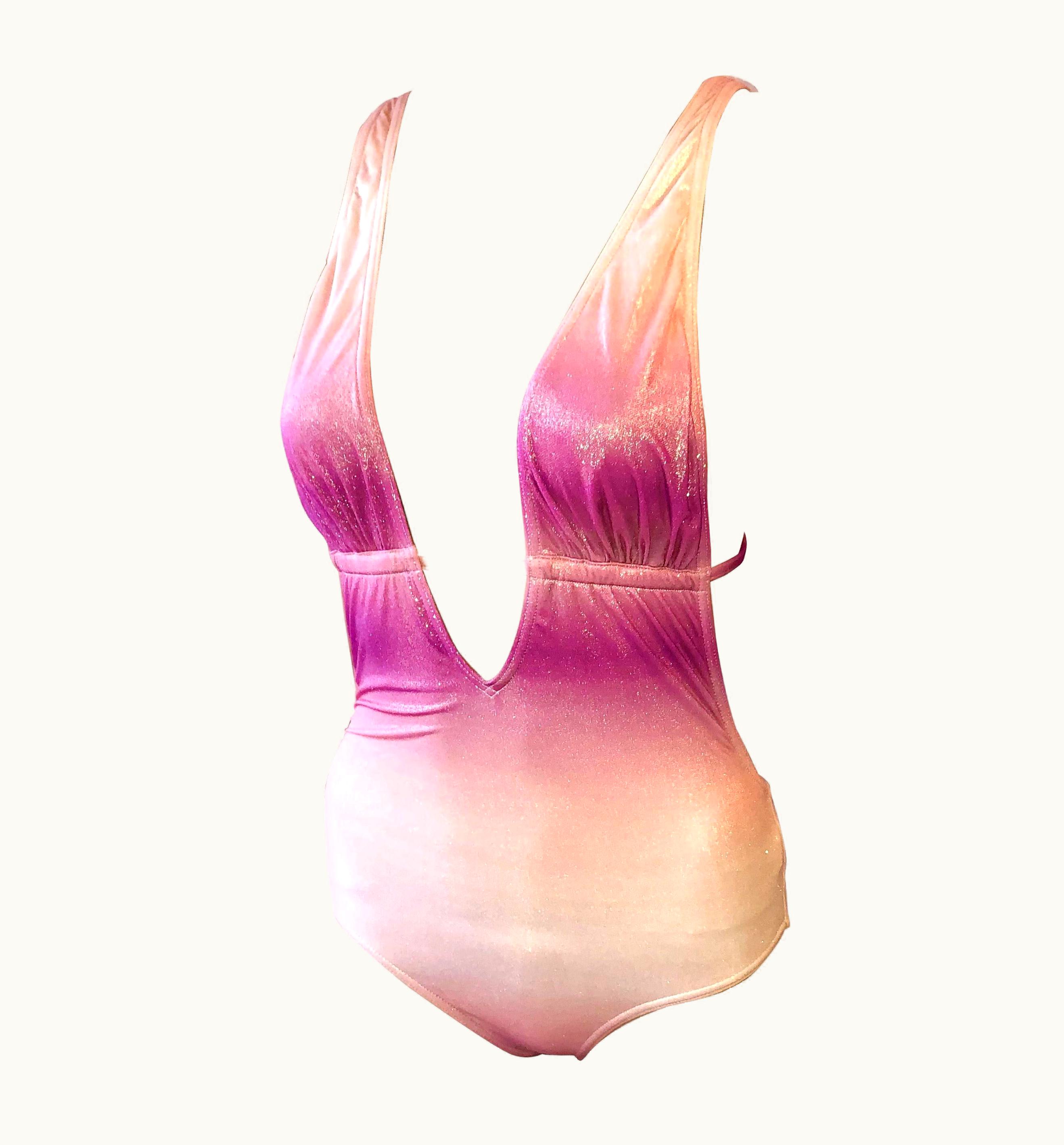 Dior Christian Dior By Galliano S/S 2000 Swarovski Logo Metallic Swimwear Swimsuit