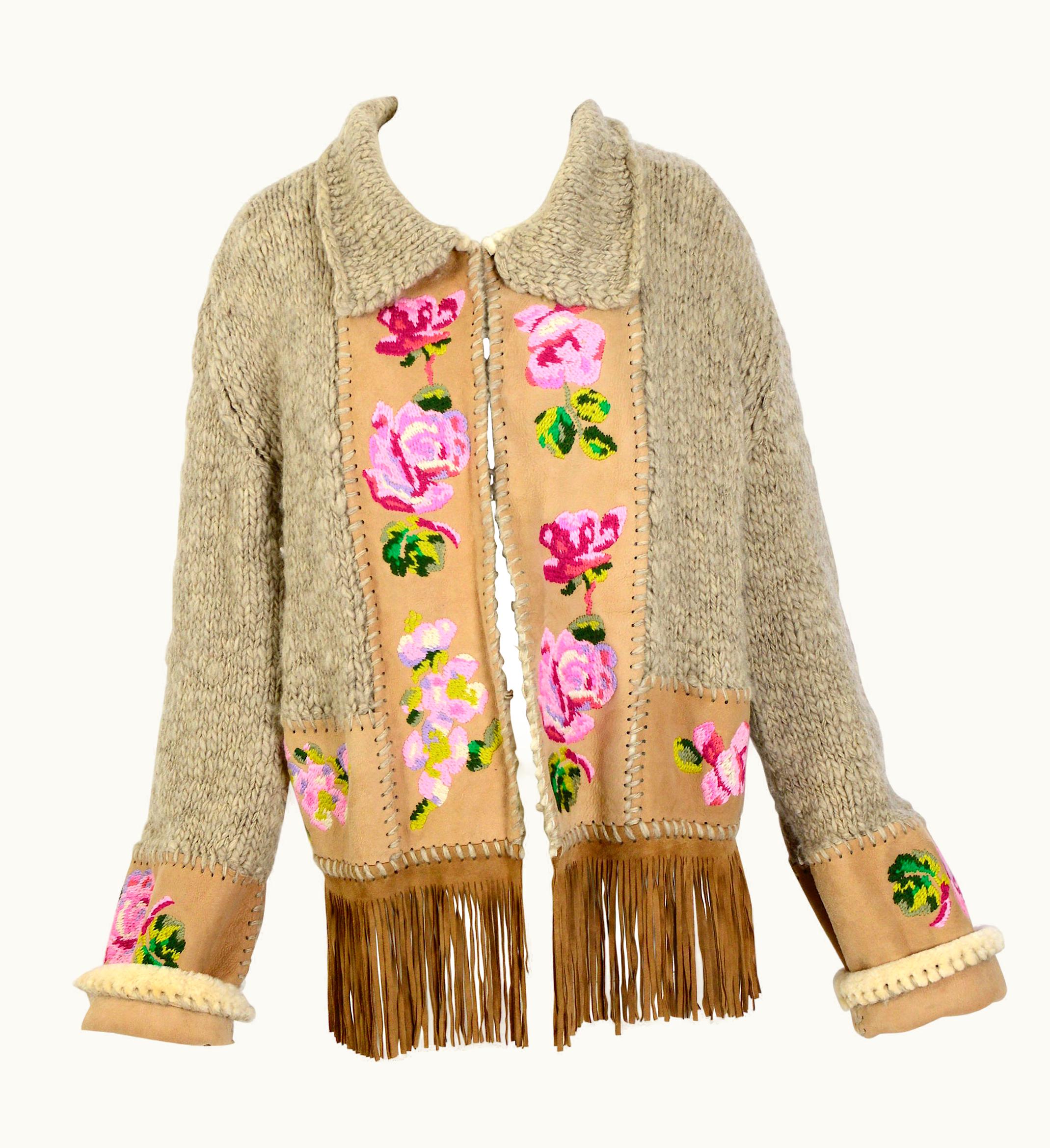 Dior Christian Dior By John Galliano Vintage Fall 2000 Embroidered Fringed Cardigan