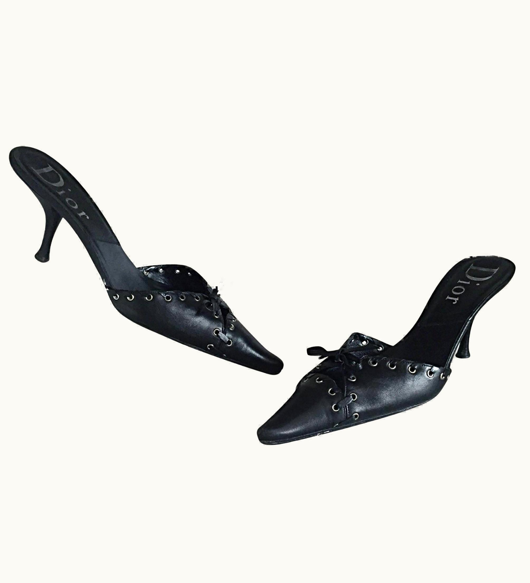 Dior Christian Dior By John Galliano Black Leather ' Corset ' Heels .5