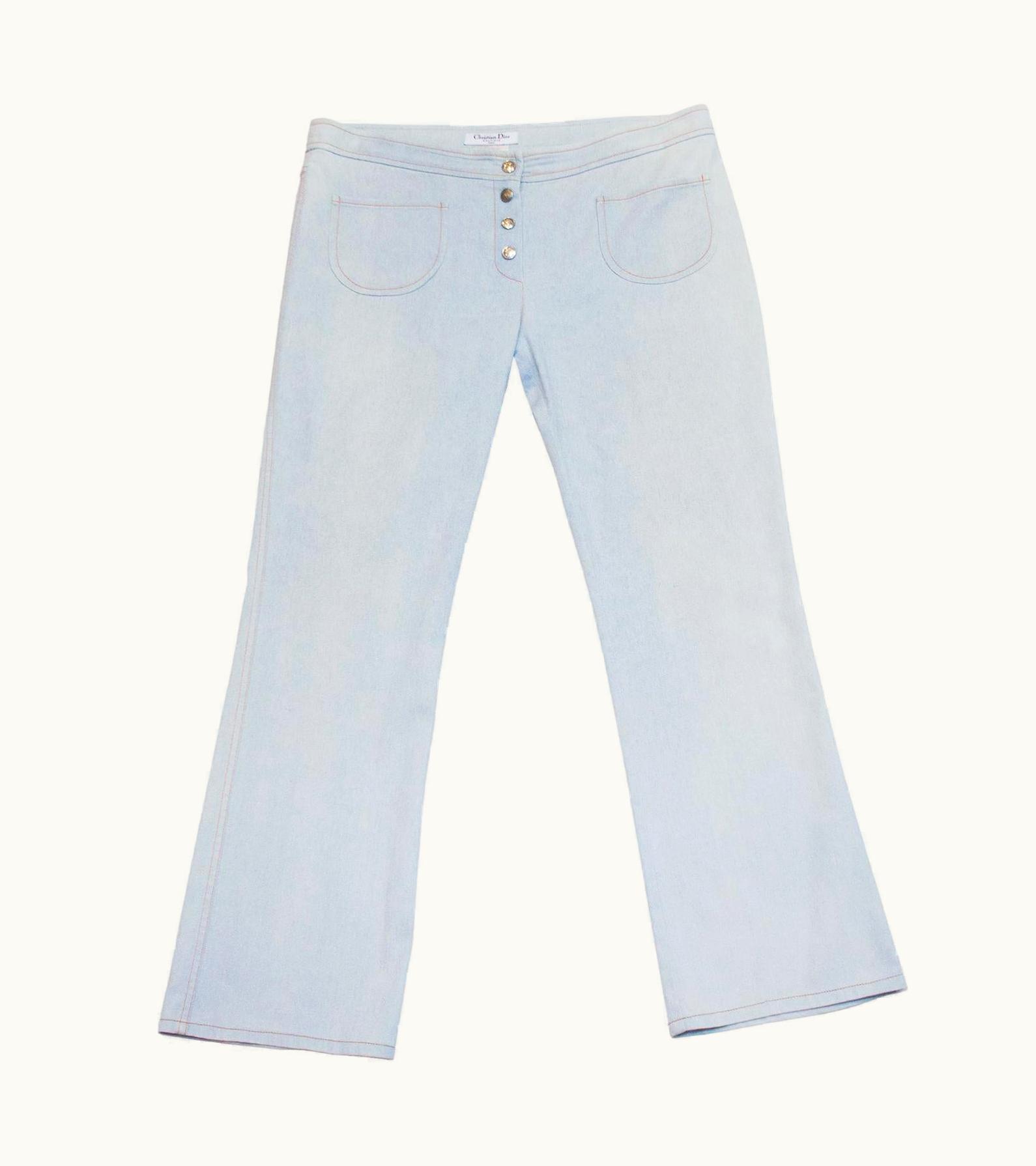 Dior Early 2000' Christian Dior Light Wash Metallic Jeans